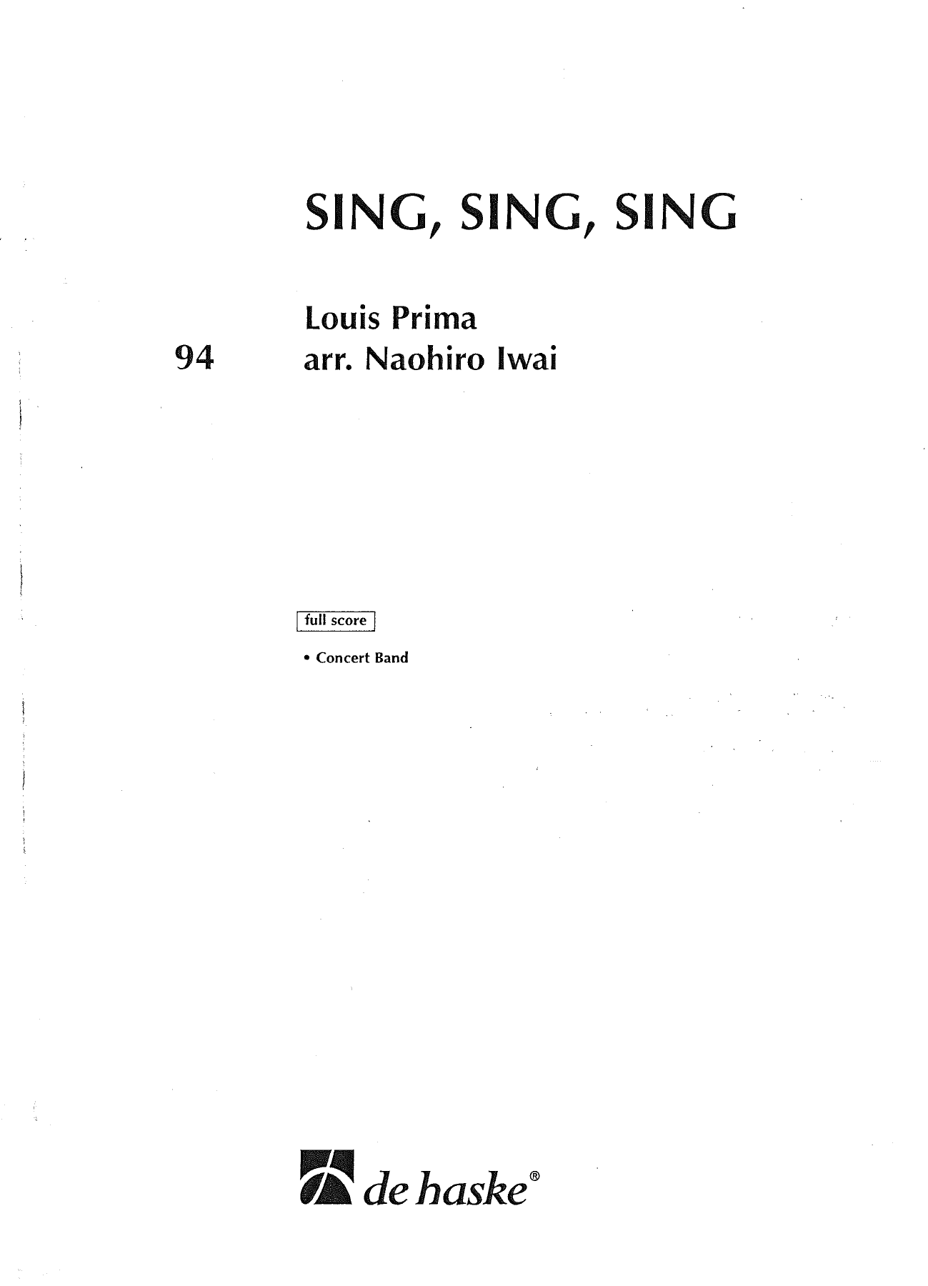Sing Sing Sing — sheet music cover (first page)