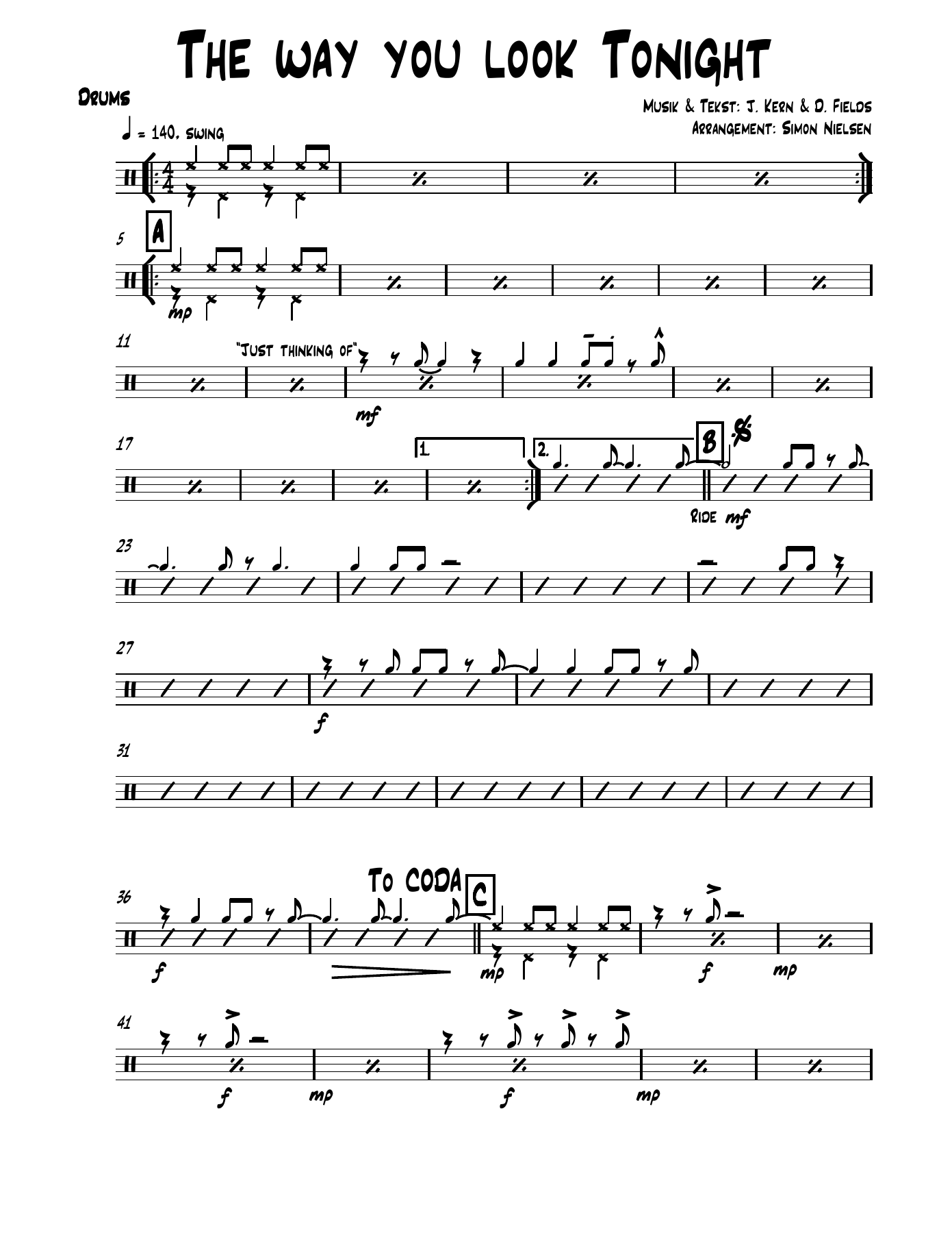18 Drums — sheet music cover (first page)