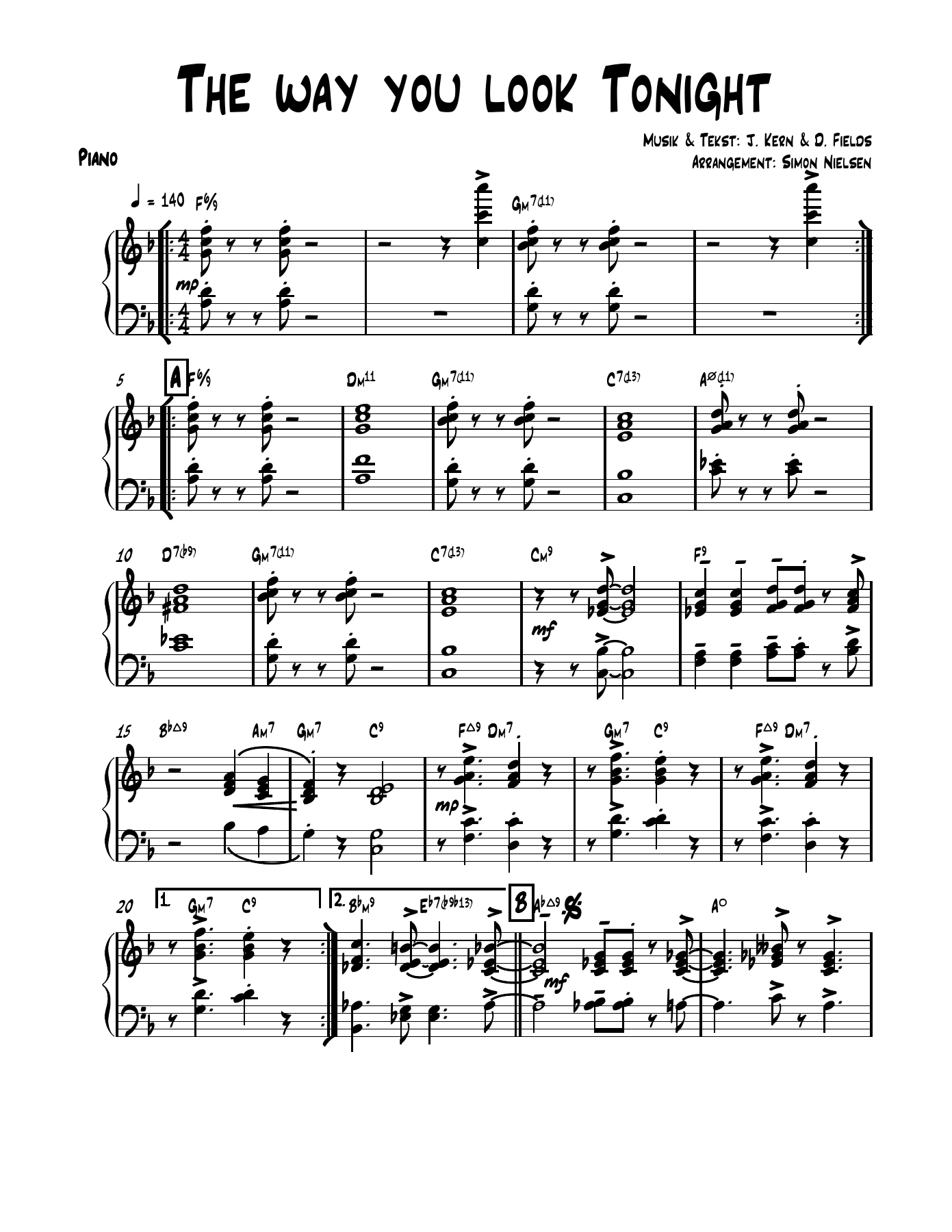 16 Piano — sheet music cover (first page)