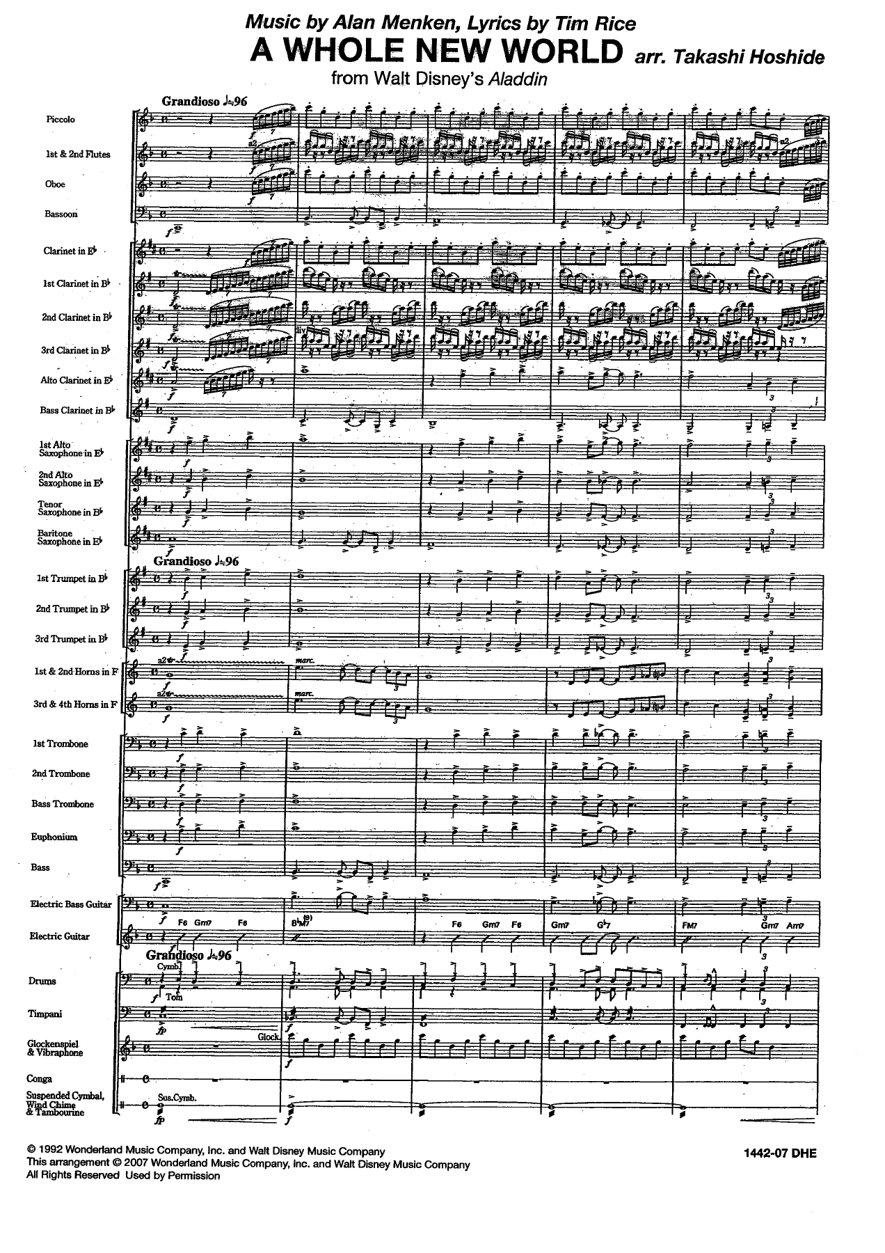 A Whole New World (T.Hoshide) — sheet music cover (first page)