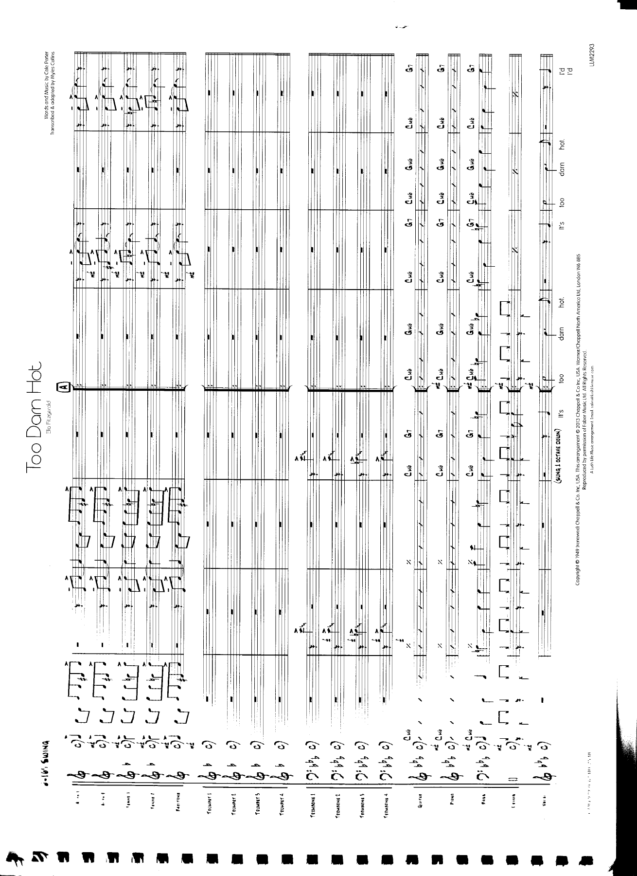 Too darn hot - score — sheet music cover (first page)