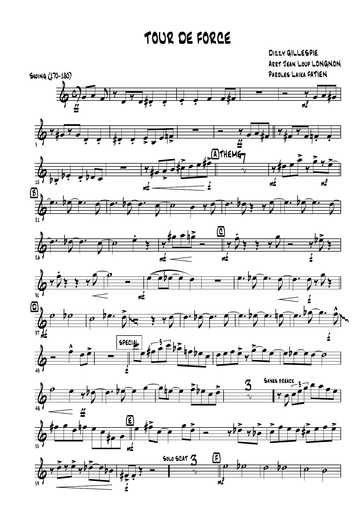 TourDeForce — sheet music cover (first page)