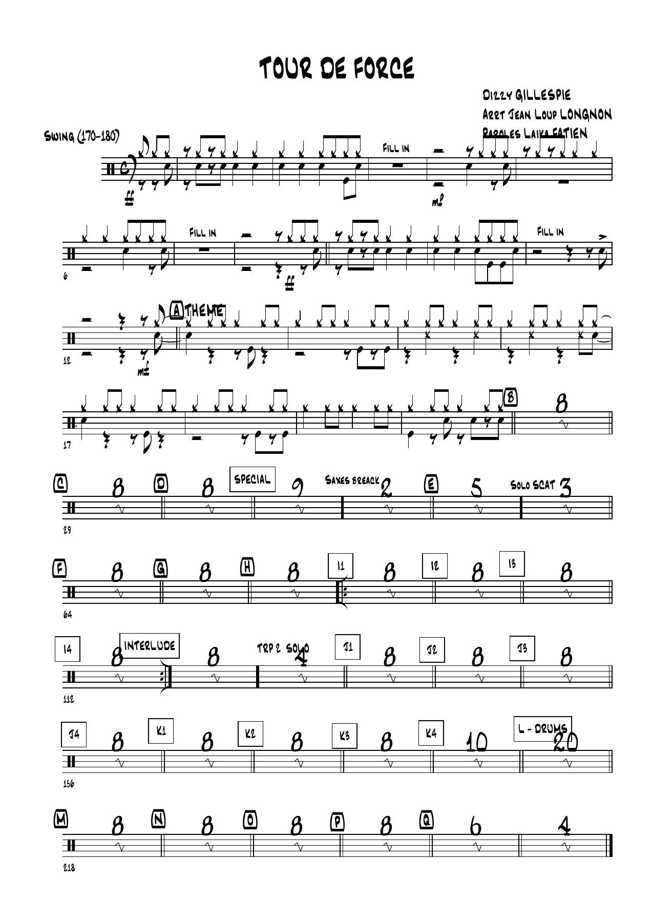 TourDeForce - Drum Set2 — sheet music cover (first page)