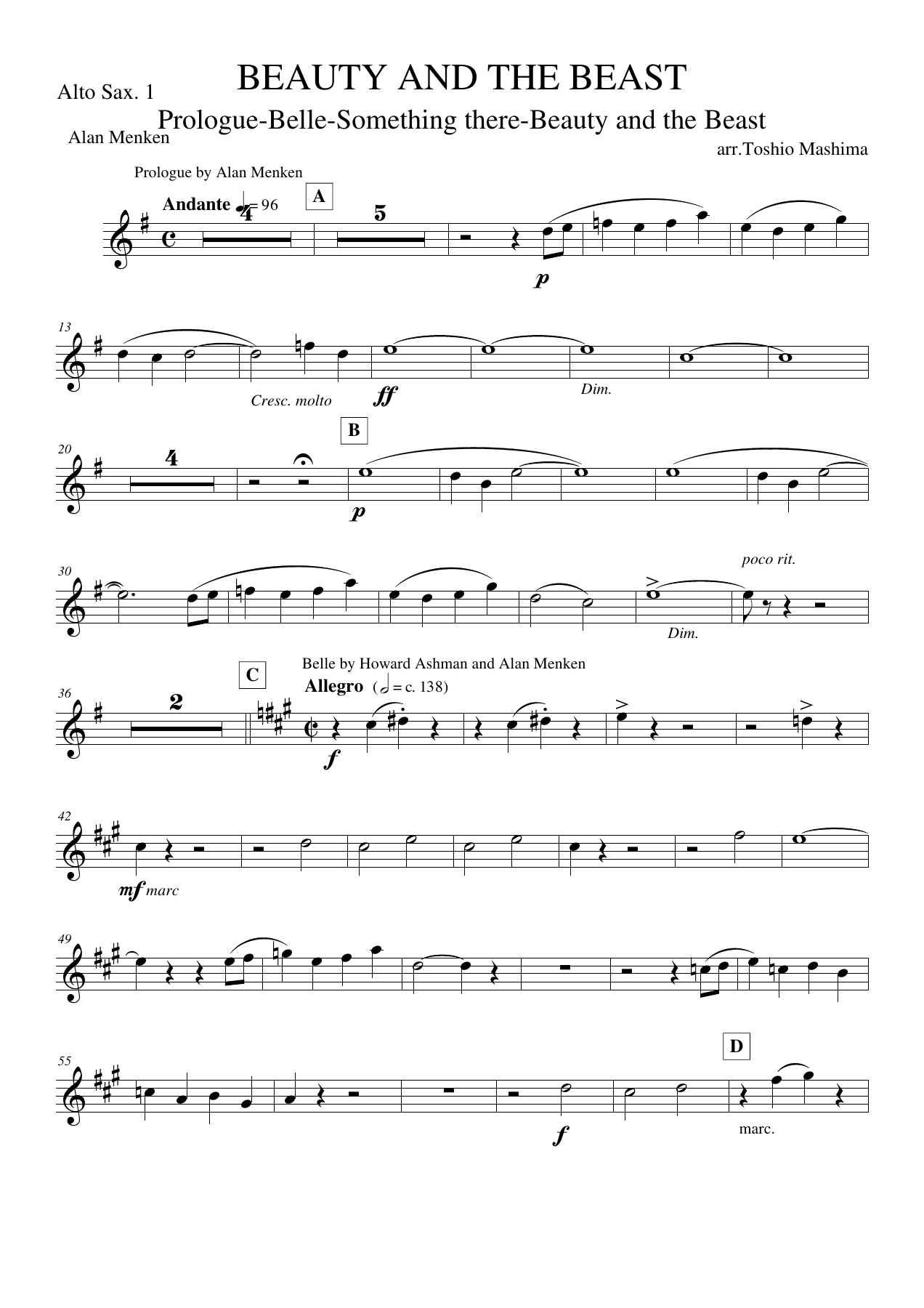 Alto Sax. — sheet music cover (first page)