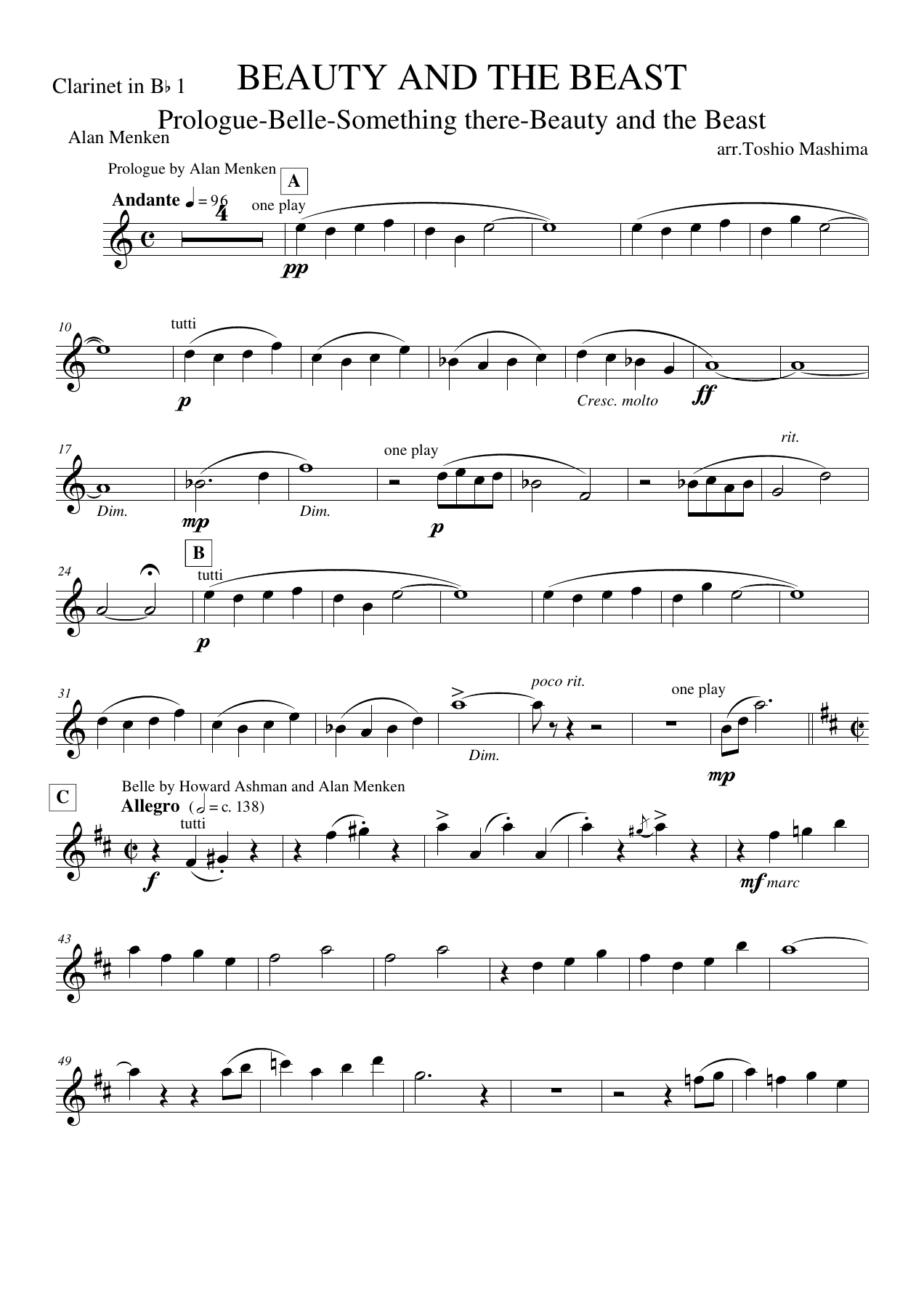Clarinet in Bb — sheet music cover (first page)