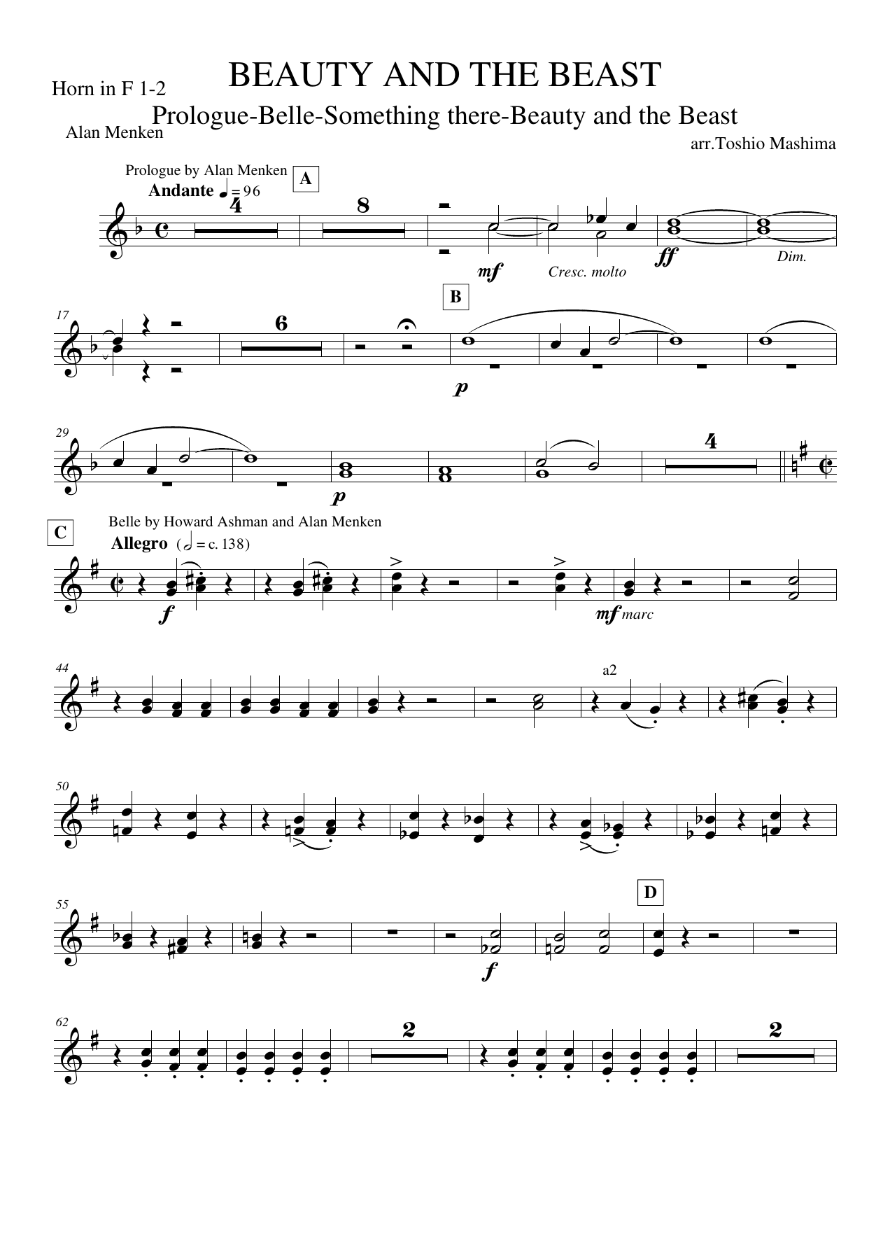 Horn in F 1-2 — concert_band sheet music arranged by Mr. X | null
