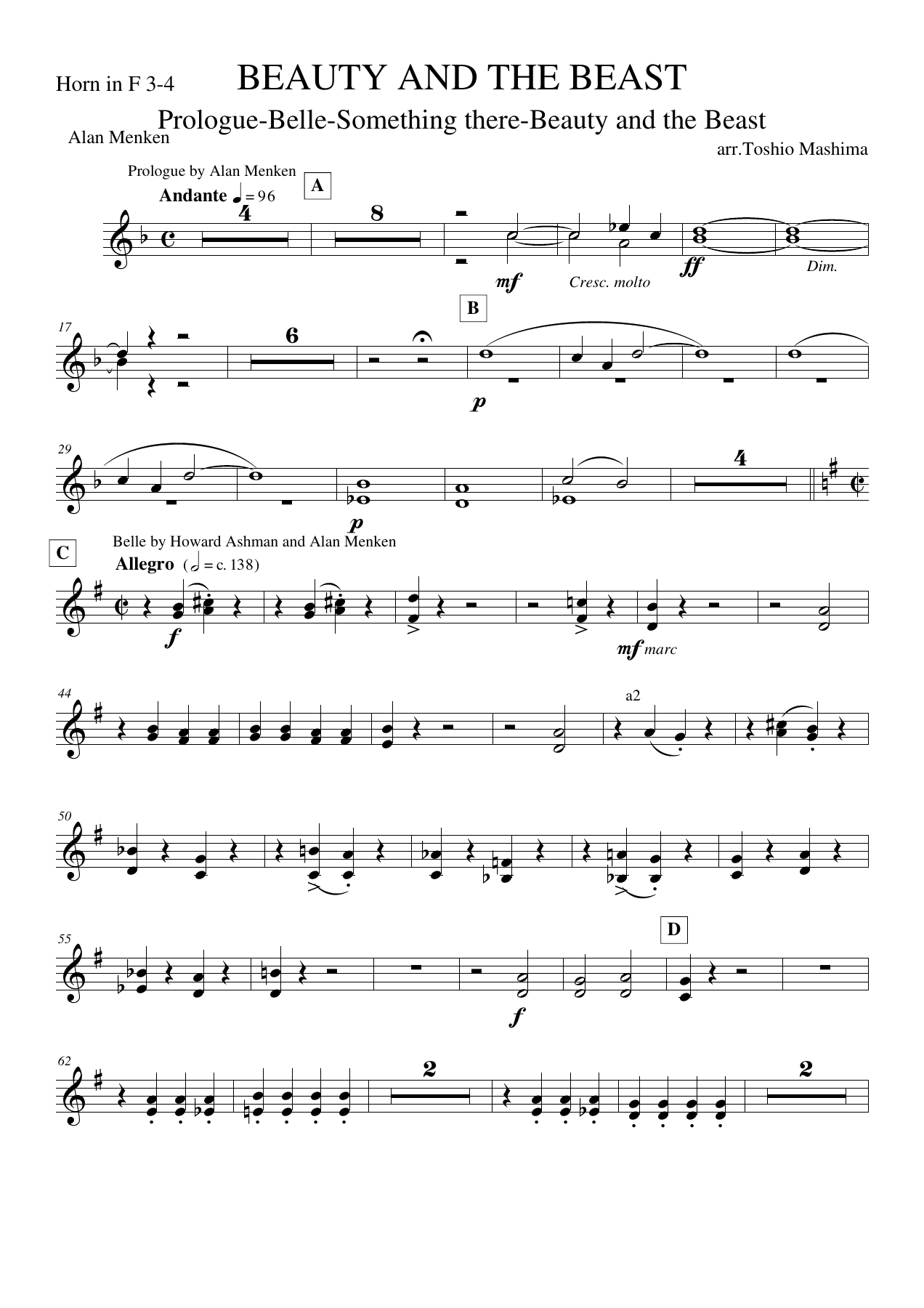 Horn in F 3-4 — sheet music cover (first page)