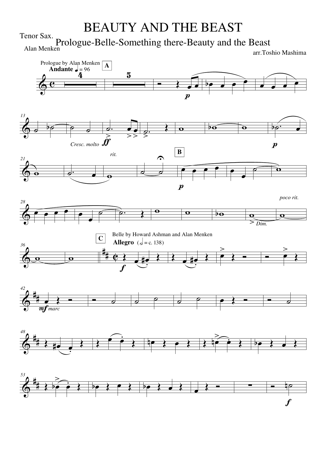 Tenor Sax. — sheet music cover (first page)