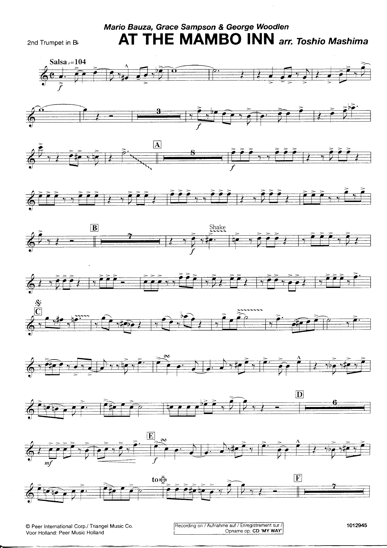 At the Mambo Inn — 2nd Trumpet in Bb — page 1