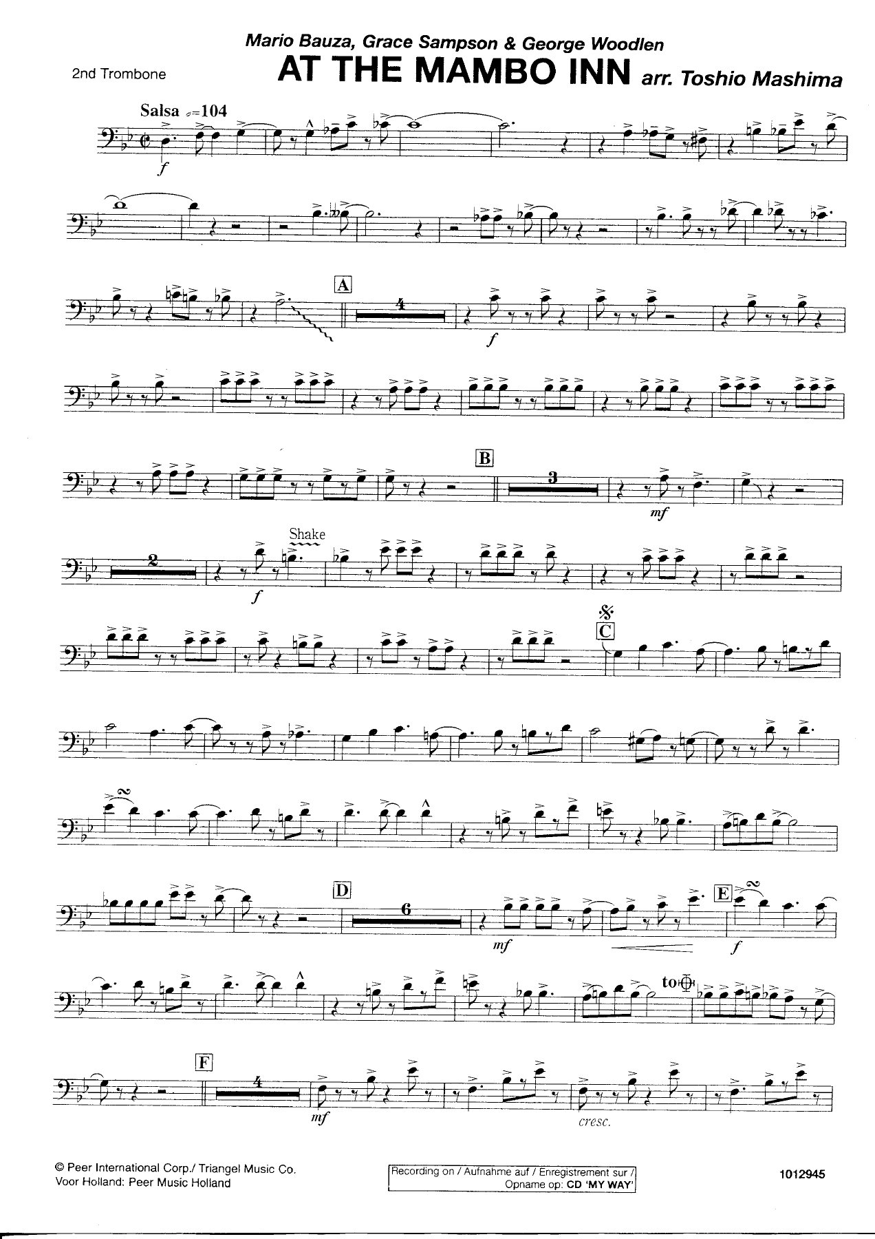 At the Mambo Inn — 2nd Trombone — page 1