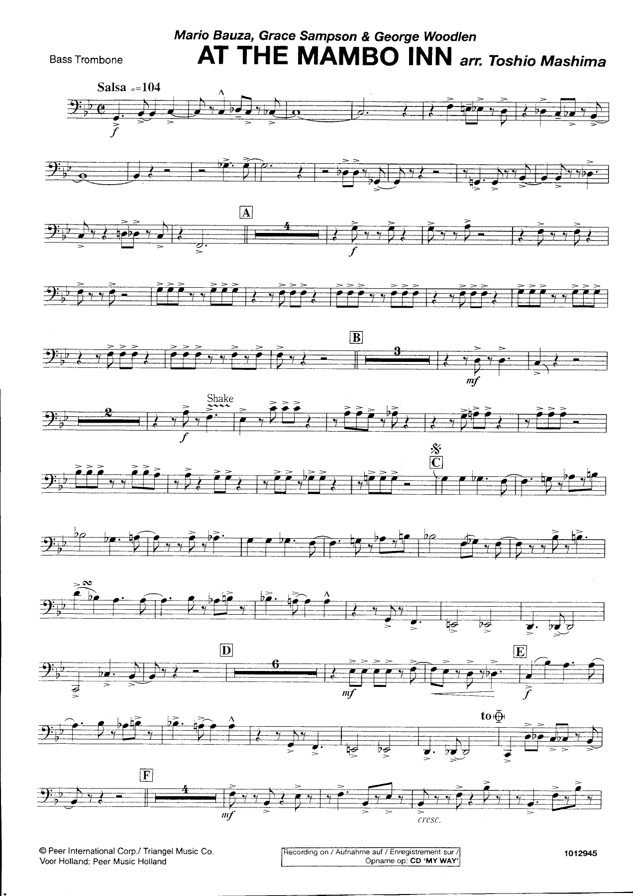 At the Mambo Inn — Bass Trombone — page 1