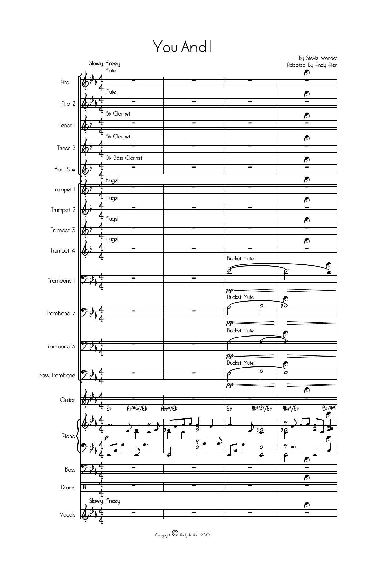 You And I Score — sheet music cover (first page)