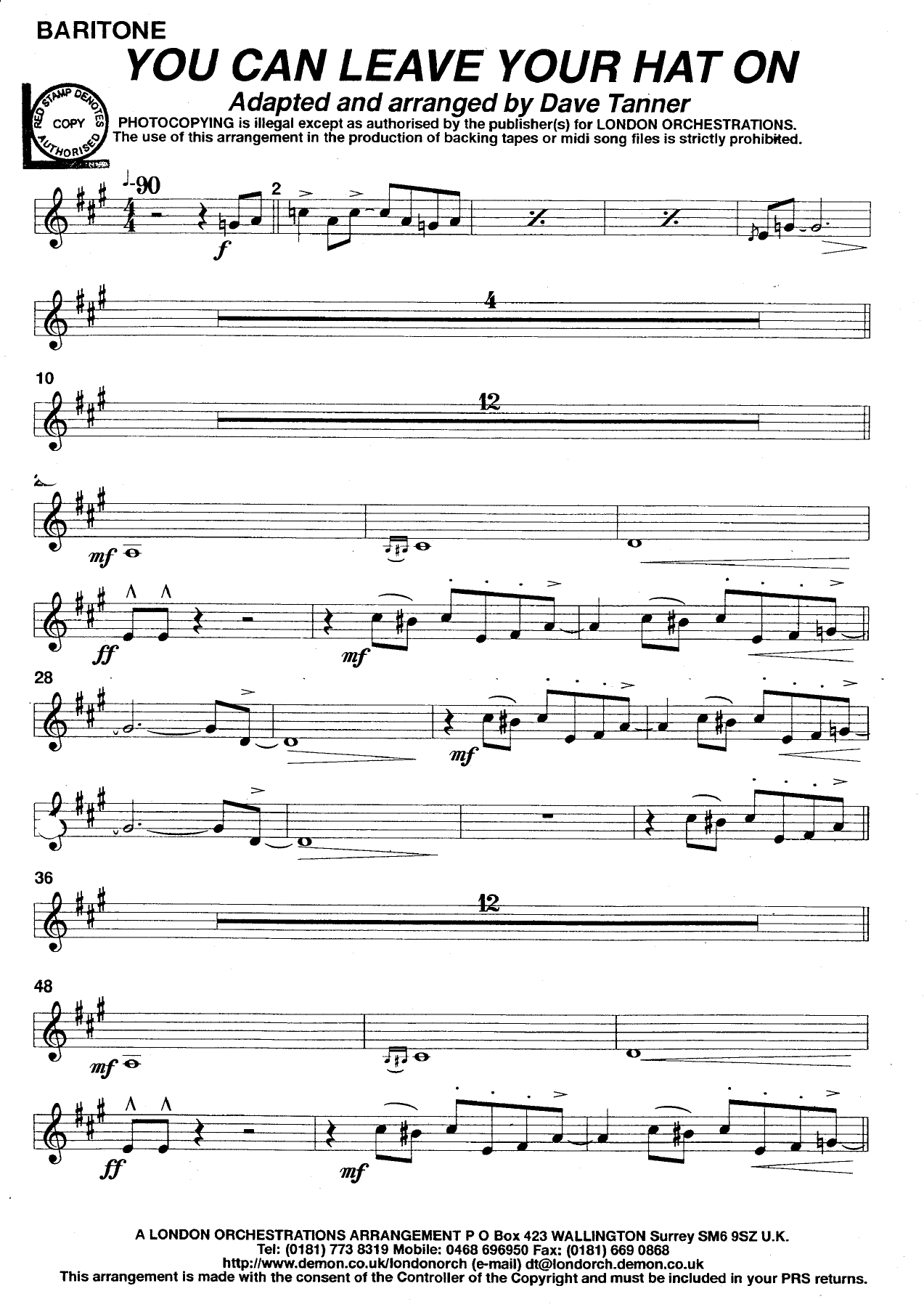You can leave you hat on BS — sheet music preview