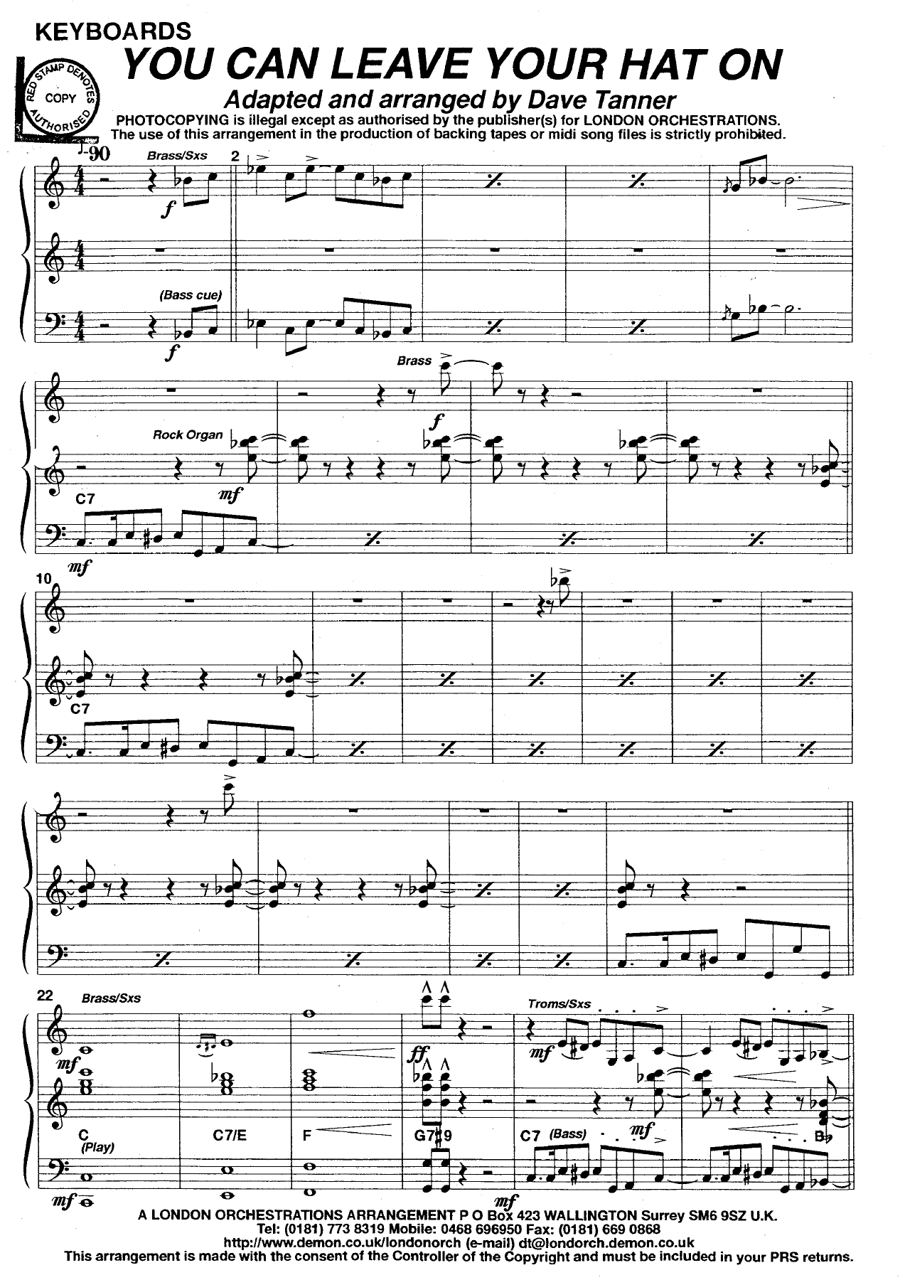 You can leave your hat on Keyboard,Cond. — big_band_vocal sheet music arranged by Mr. X | Pop