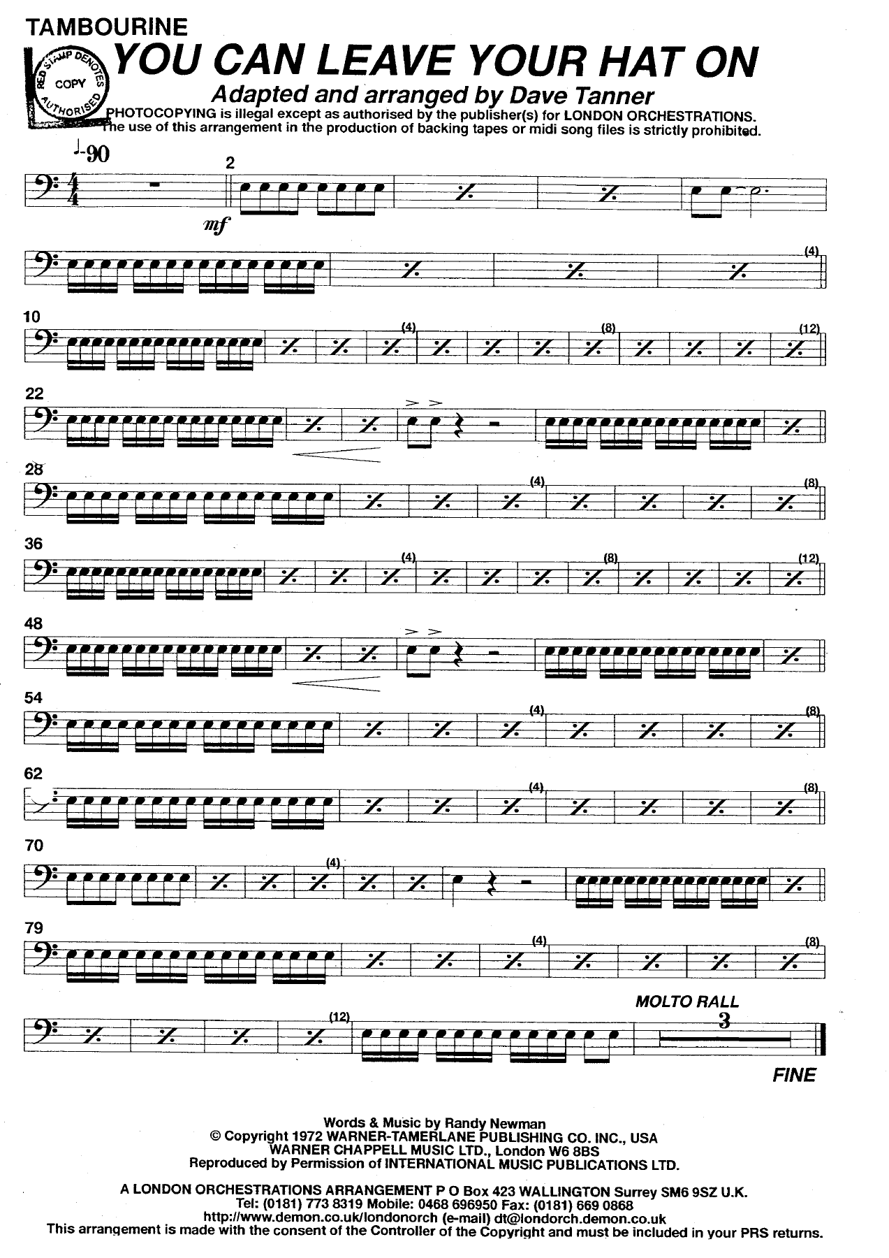 You can leave your hat on Perc. — sheet music cover (first page)