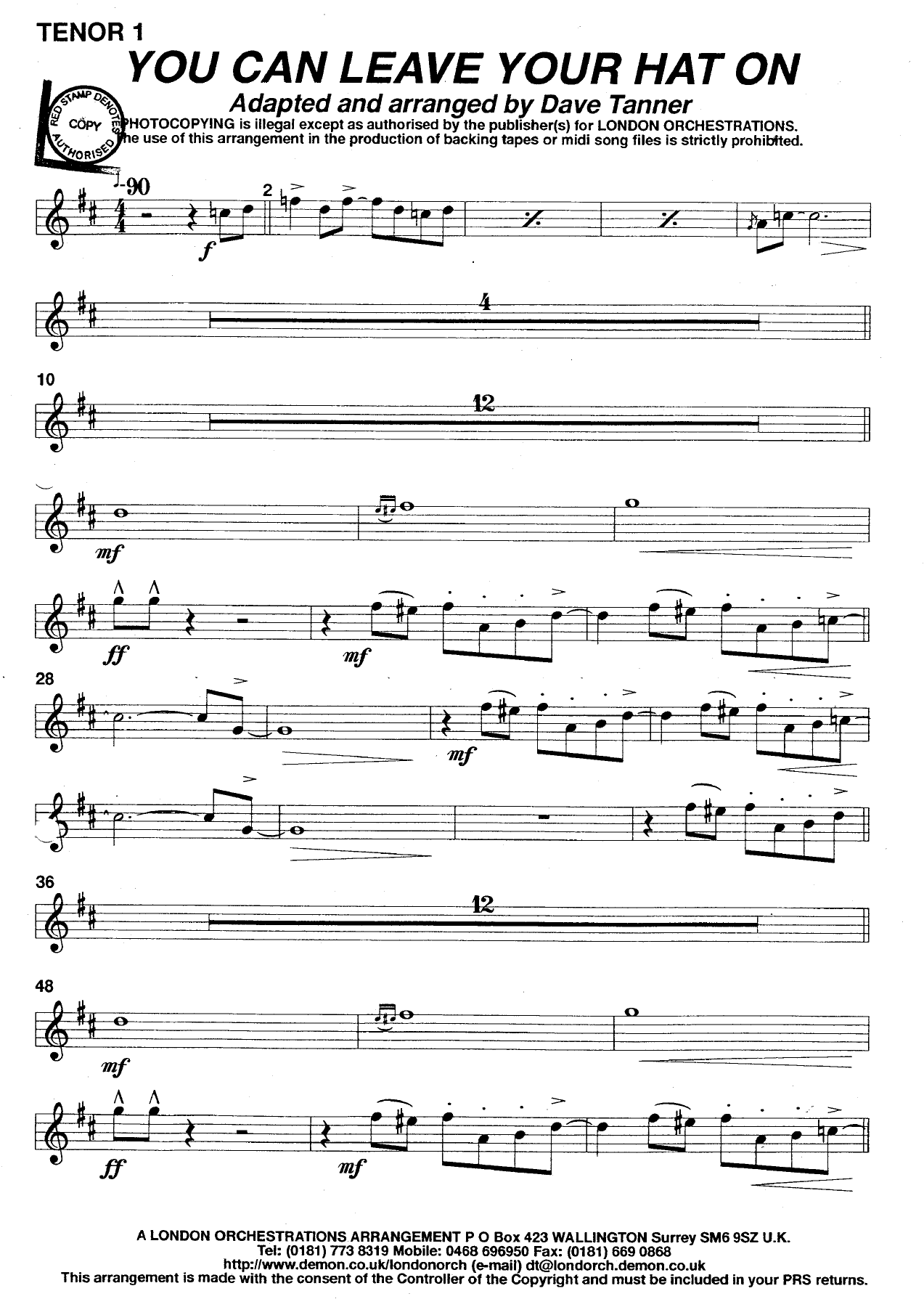 You can leave your hat on TS — sheet music cover (first page)