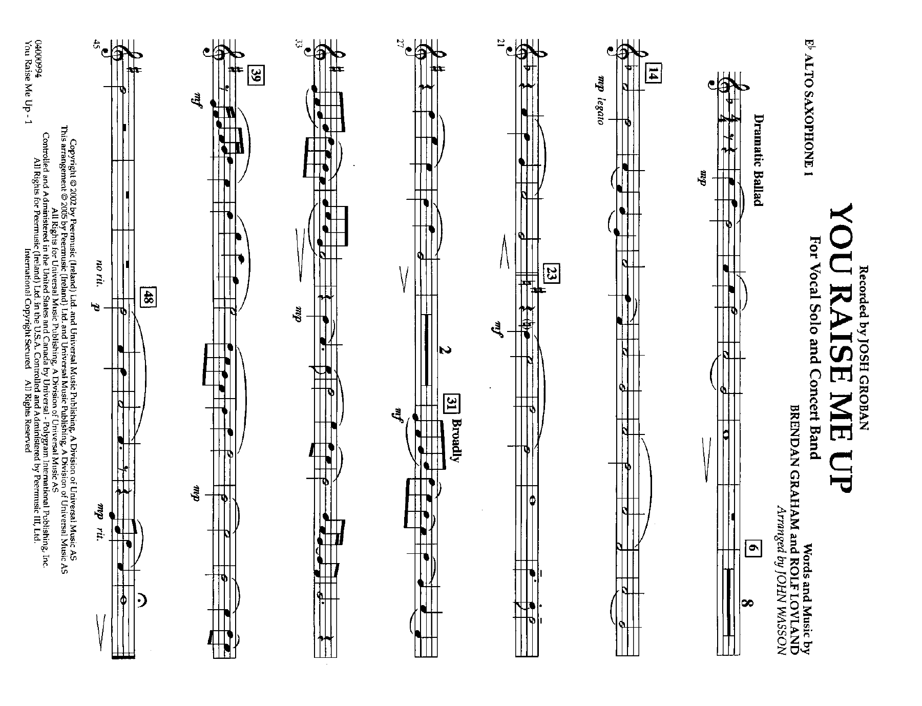 Alto Sax — sheet music cover (first page)