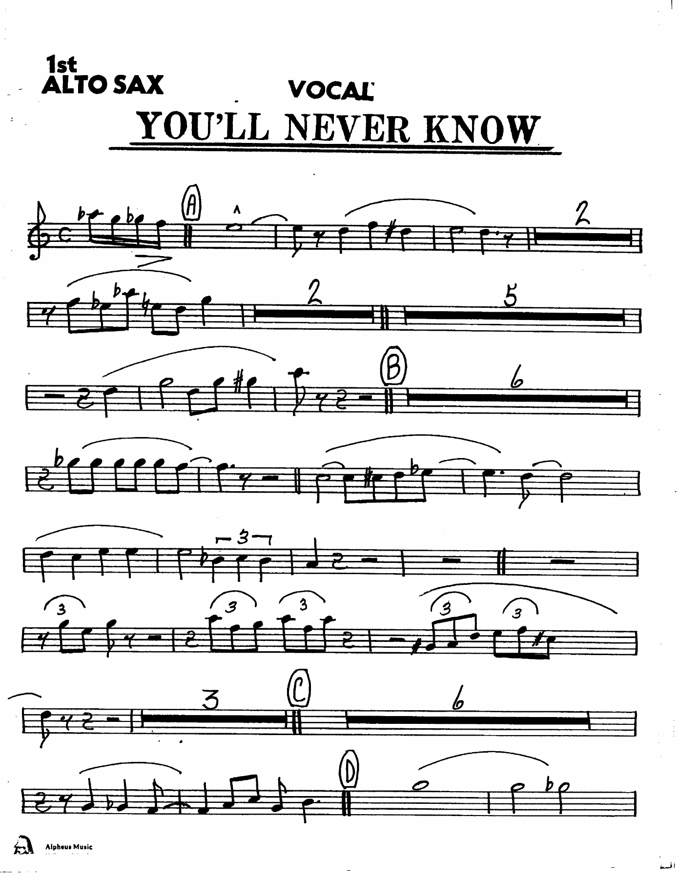 You'll Never Know -voc. — sheet music cover (first page)