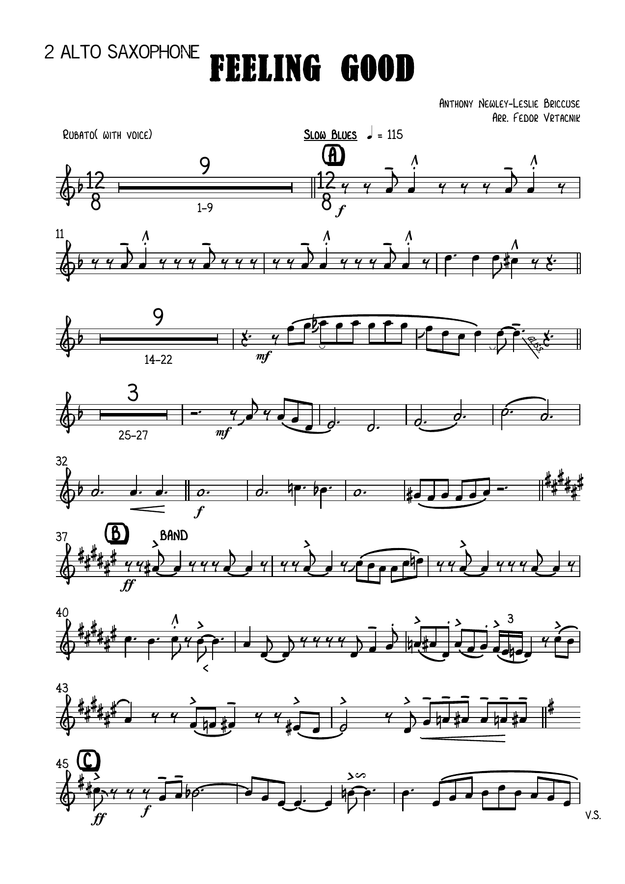 FEELING GOOD-Fm 2 Alto Saxophone — sheet music cover (first page)