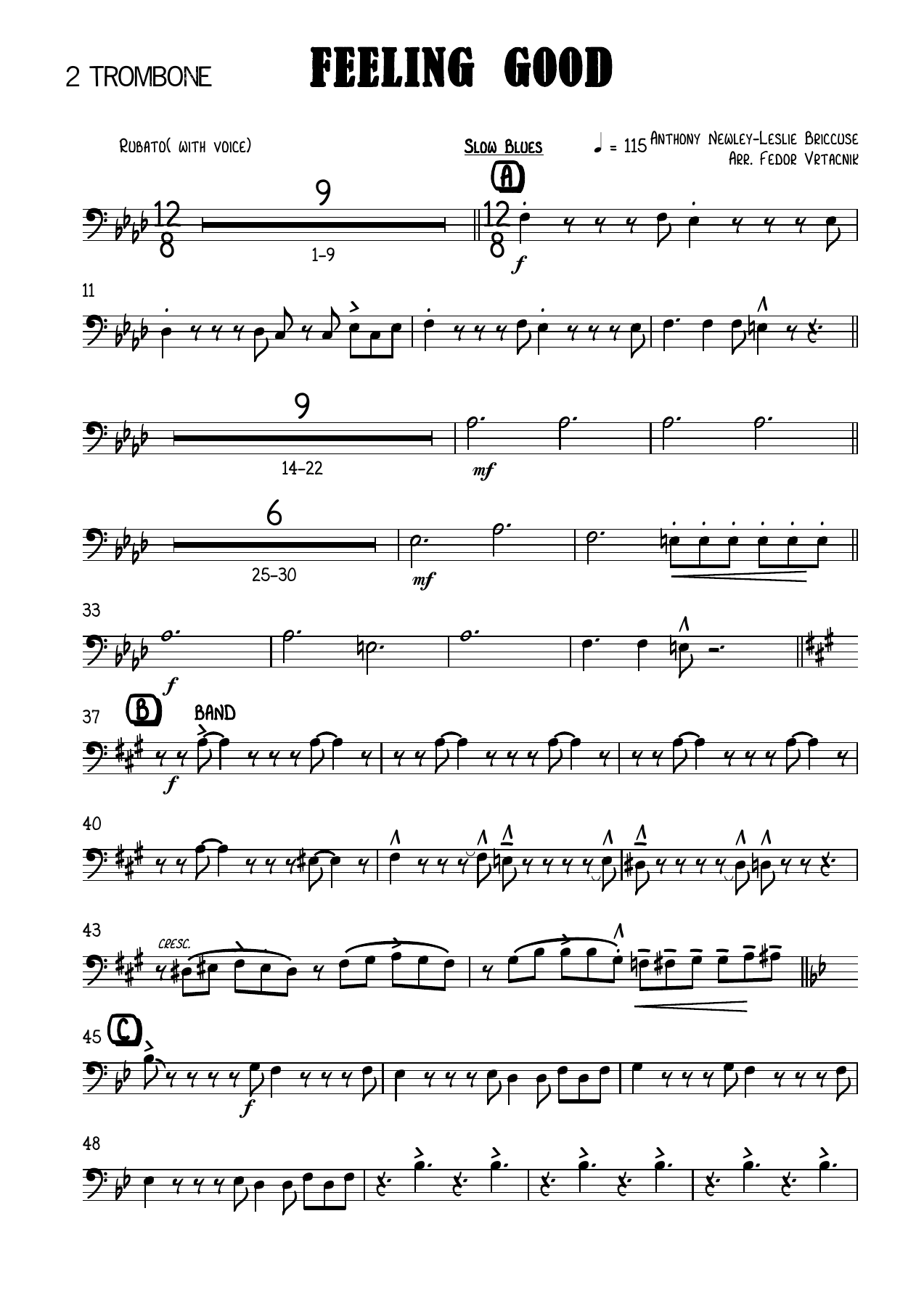 FEELING GOOD-Fm 2 Trombone — sheet music cover (first page)
