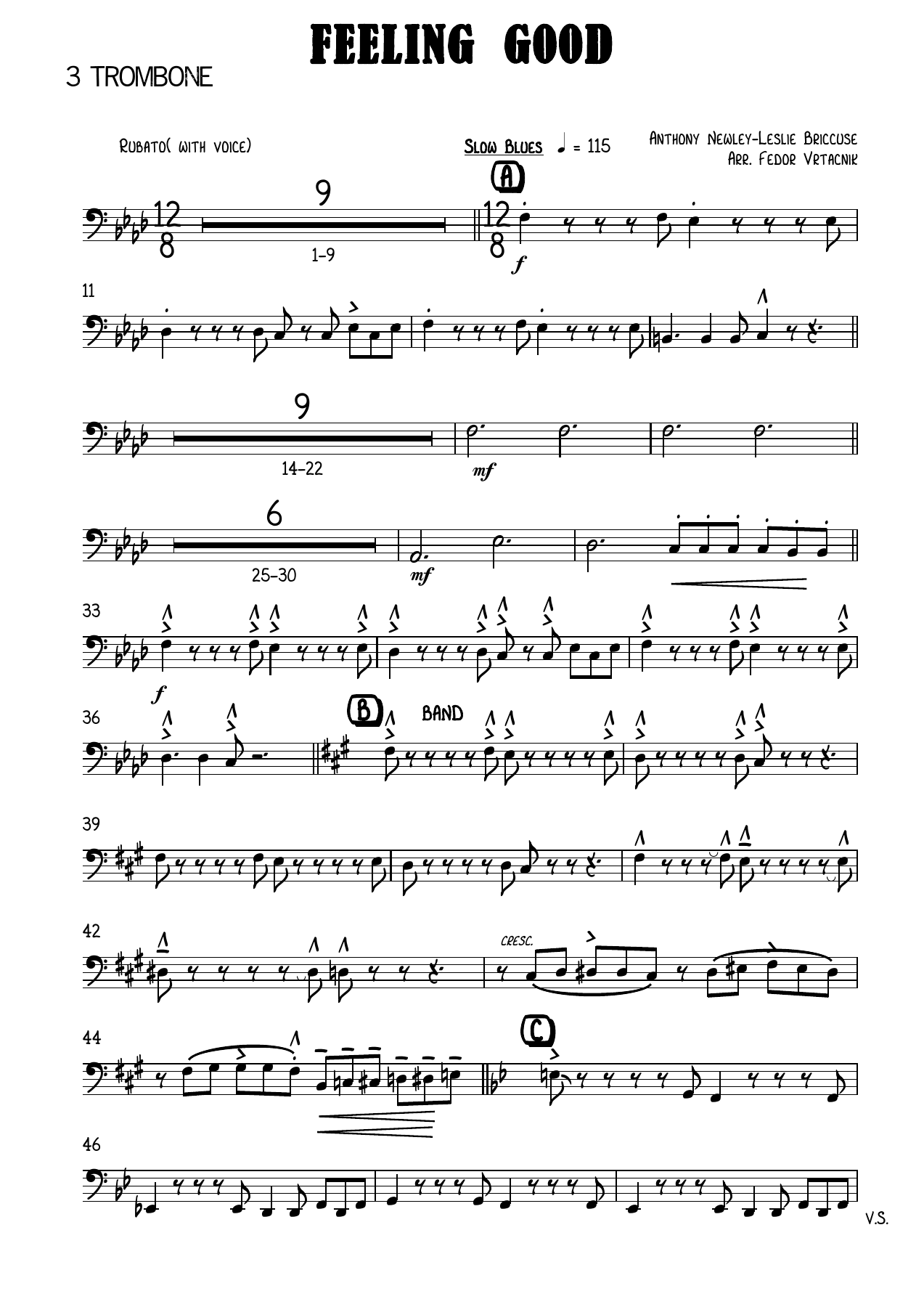 FEELING GOOD-Fm 3 Trombone — sheet music cover (first page)