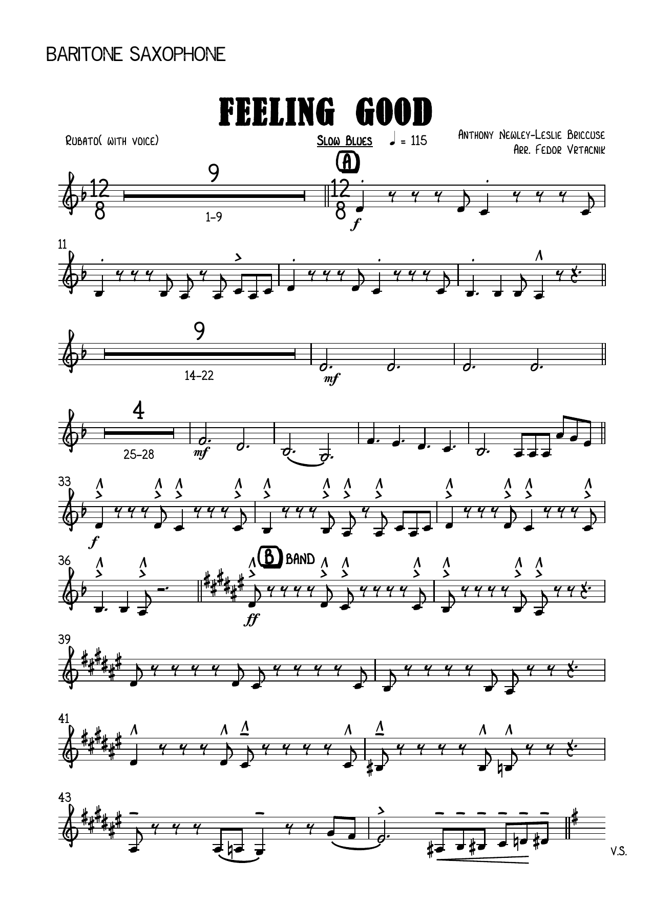 FEELING GOOD-Fm Baritone Saxophone — sheet music preview