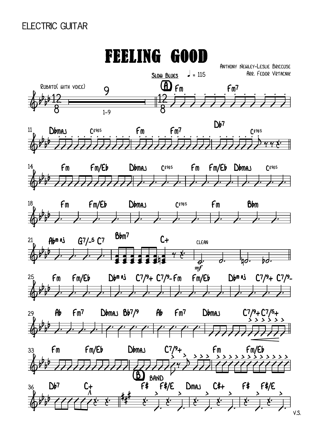 FEELING GOOD-Fm Electric Guitar — big_band_vocal sheet music arranged by Fm Electric Guitar | Soul