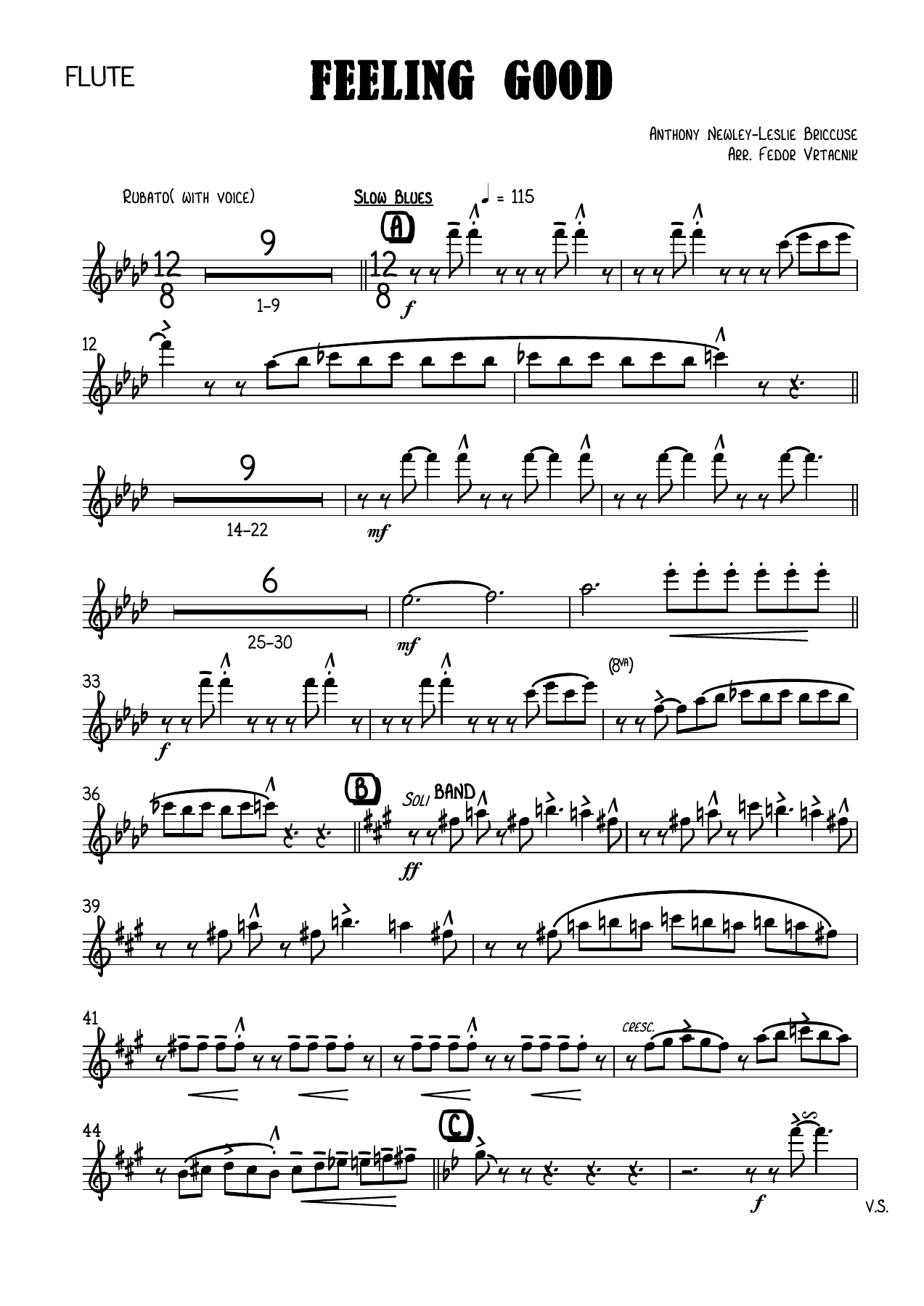 FEELING GOOD-Fm Flute — sheet music cover (first page)