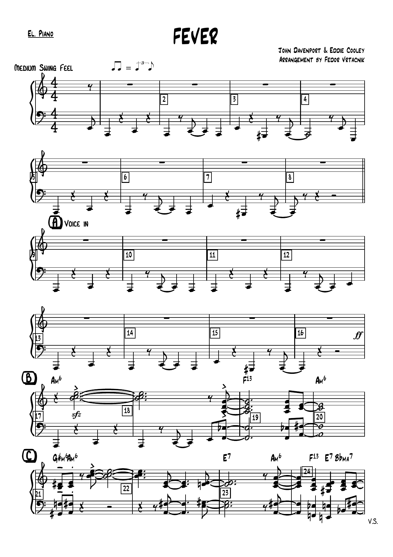 FEVER El.Piano pdf — sheet music cover (first page)
