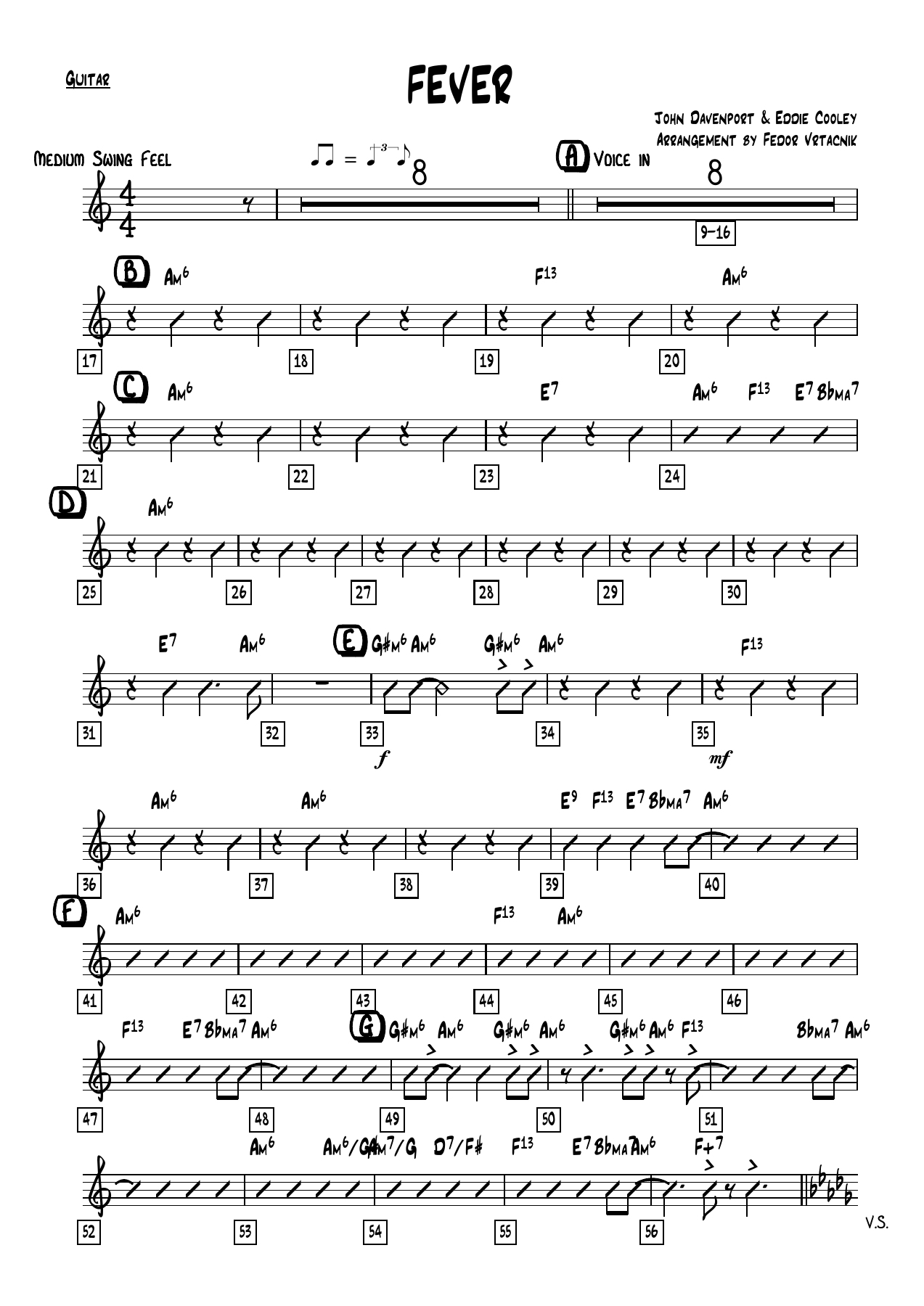FEVER Guitar — sheet music cover (first page)