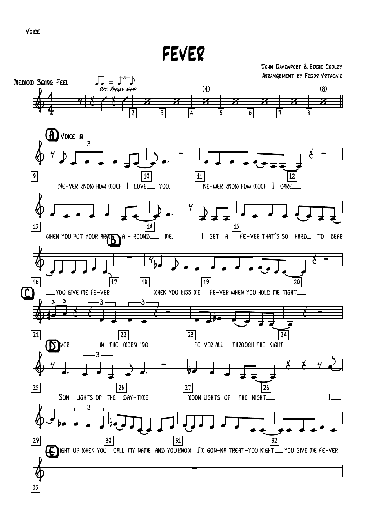 FEVER Voice — sheet music cover (first page)
