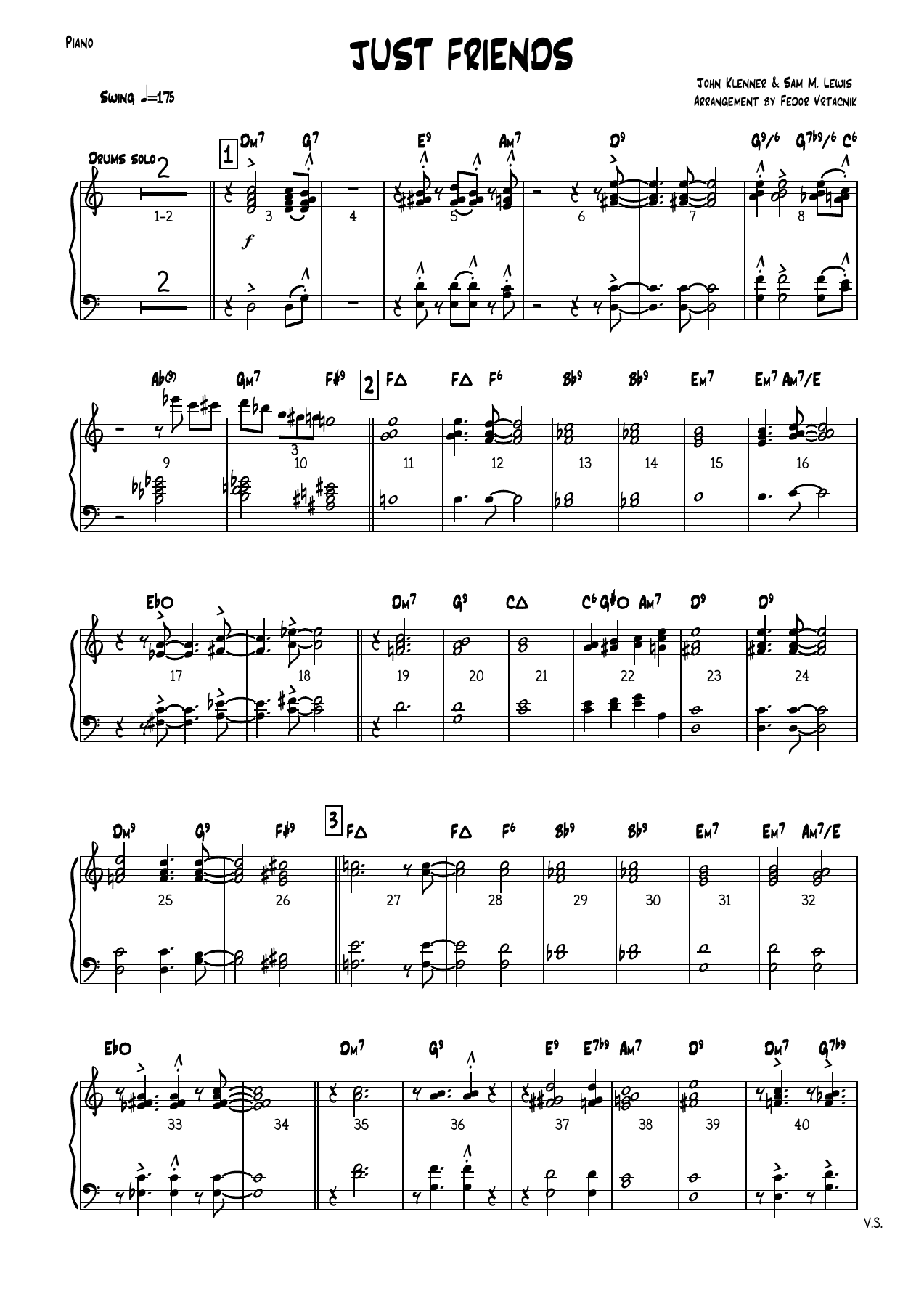 JUST FRIENDS -Cmajor Piano — sheet music cover (first page)