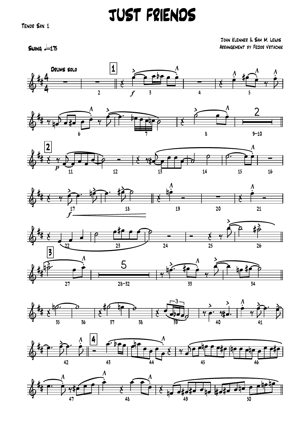 JUST FRIENDS -Cmajor Tenor Sax — sheet music cover (first page)