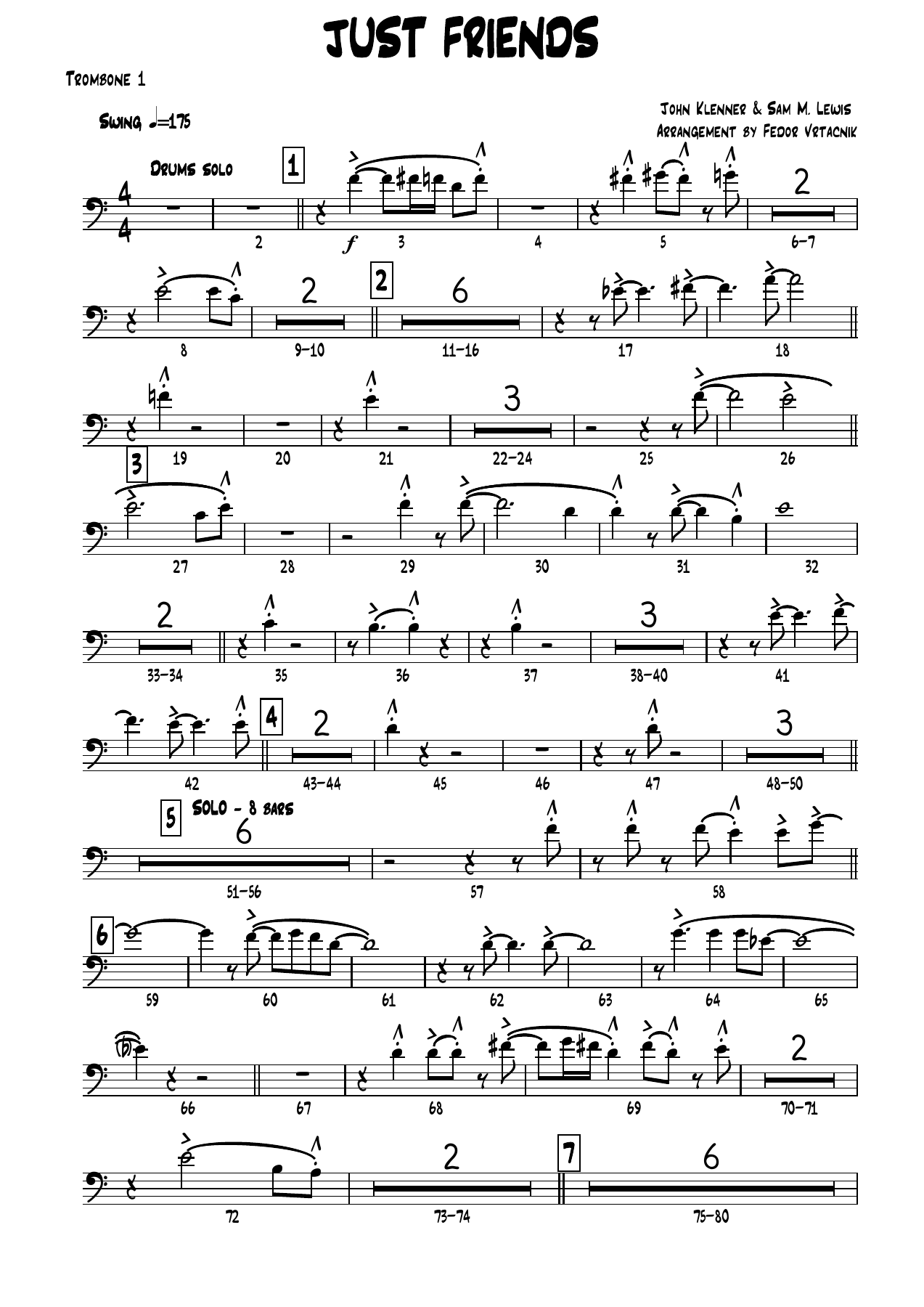 JUST FRIENDS -Cmajor Trombone — sheet music preview