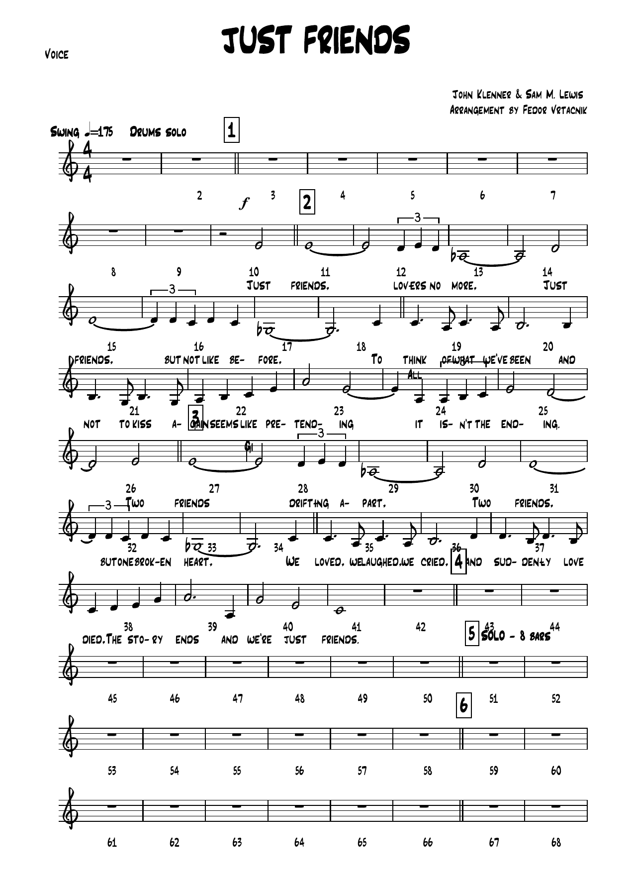 JUST FRIENDS -Cmajor Voice — sheet music cover (first page)