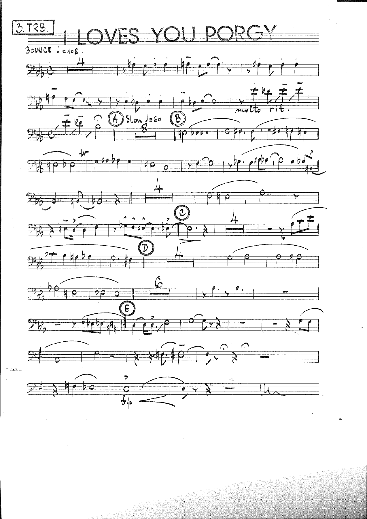 I loves you porgy Bone 3 — big_band_vocal sheet music arranged by Mr. X | Jazz Standard