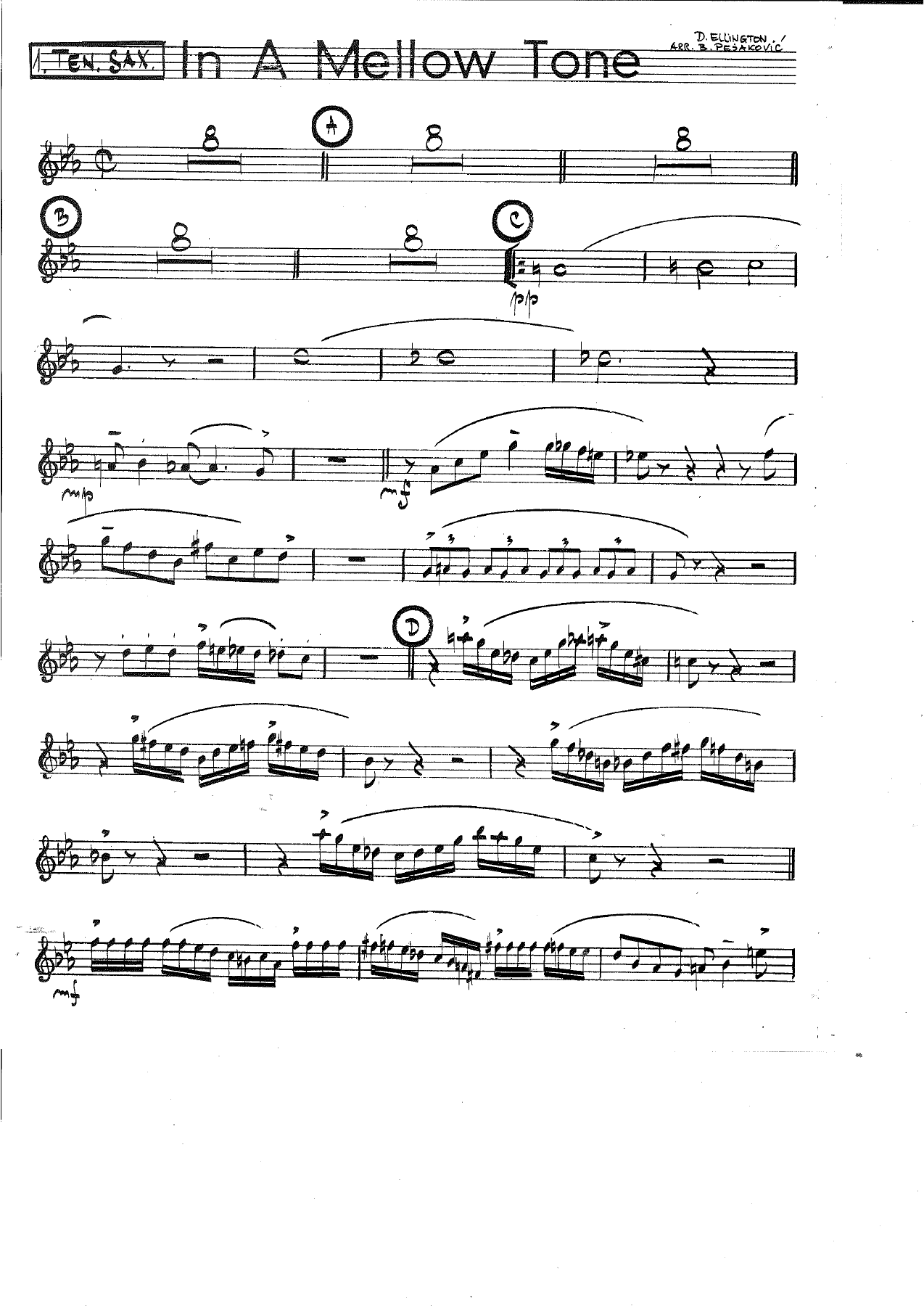 Sax 1 ten — sheet music cover (first page)