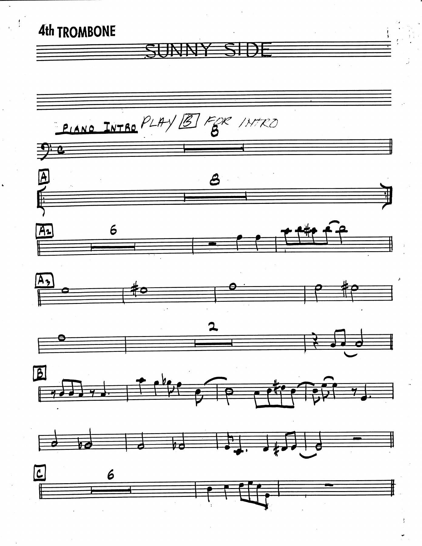 Bone 4 sunny side — sheet music cover (first page)