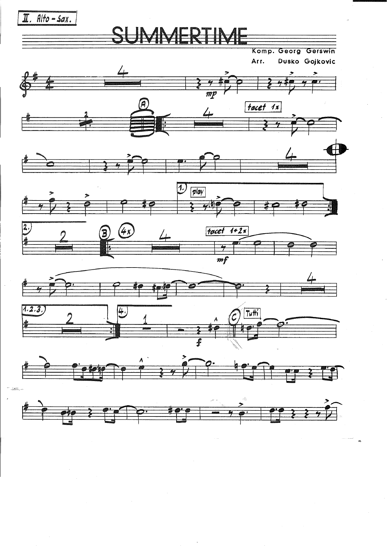 Sax alto 2 — sheet music cover (first page)