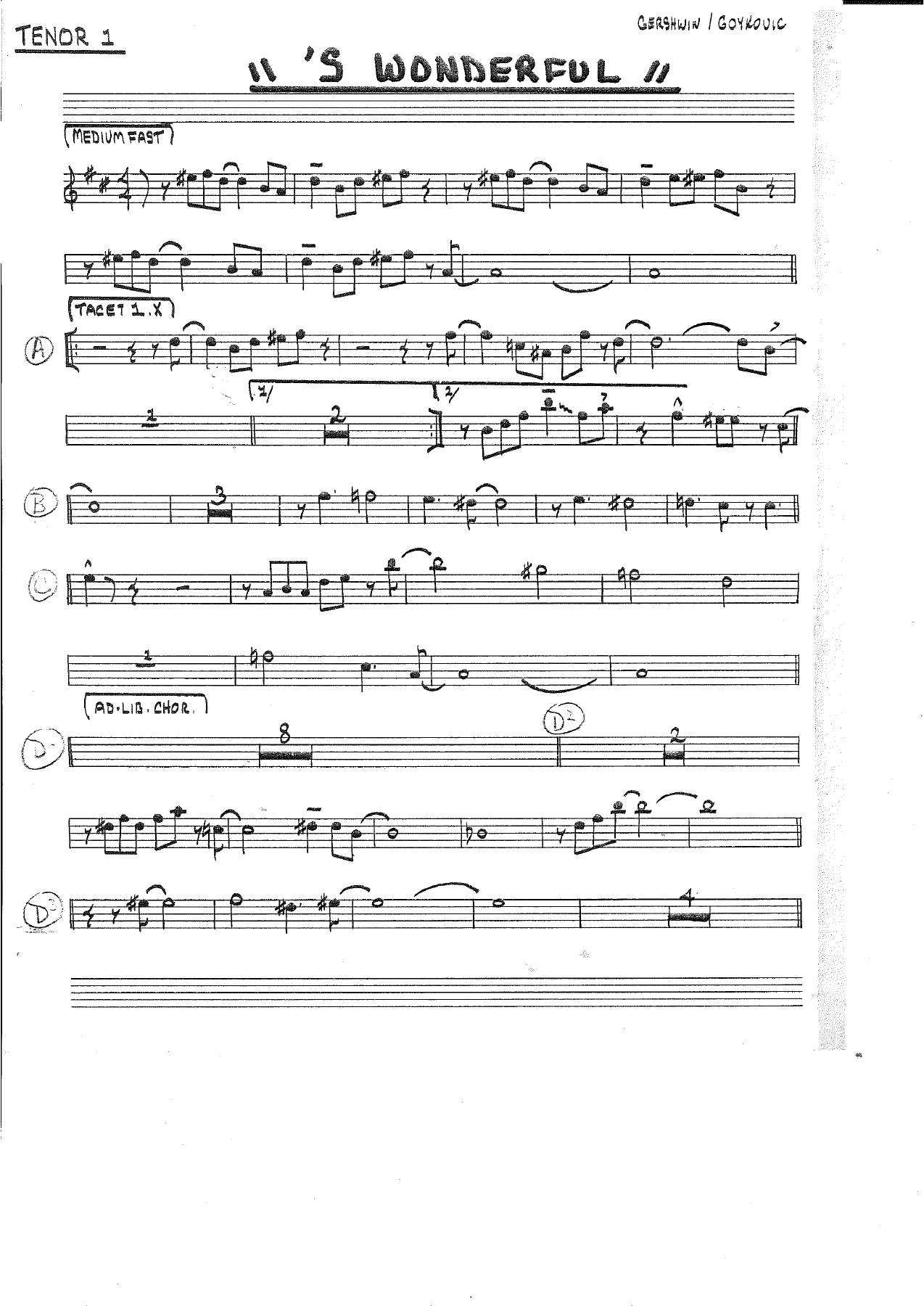 Sax te 1 — sheet music cover (first page)
