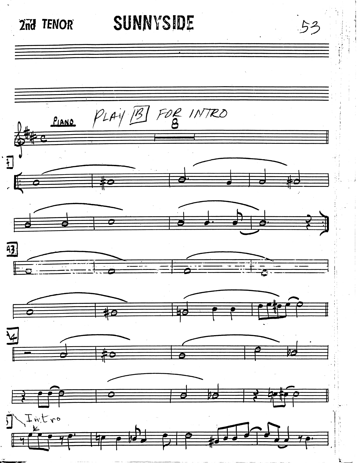 Sax 2 ten sunny side — big_band_vocal sheet music arranged by Mr. X | Swing