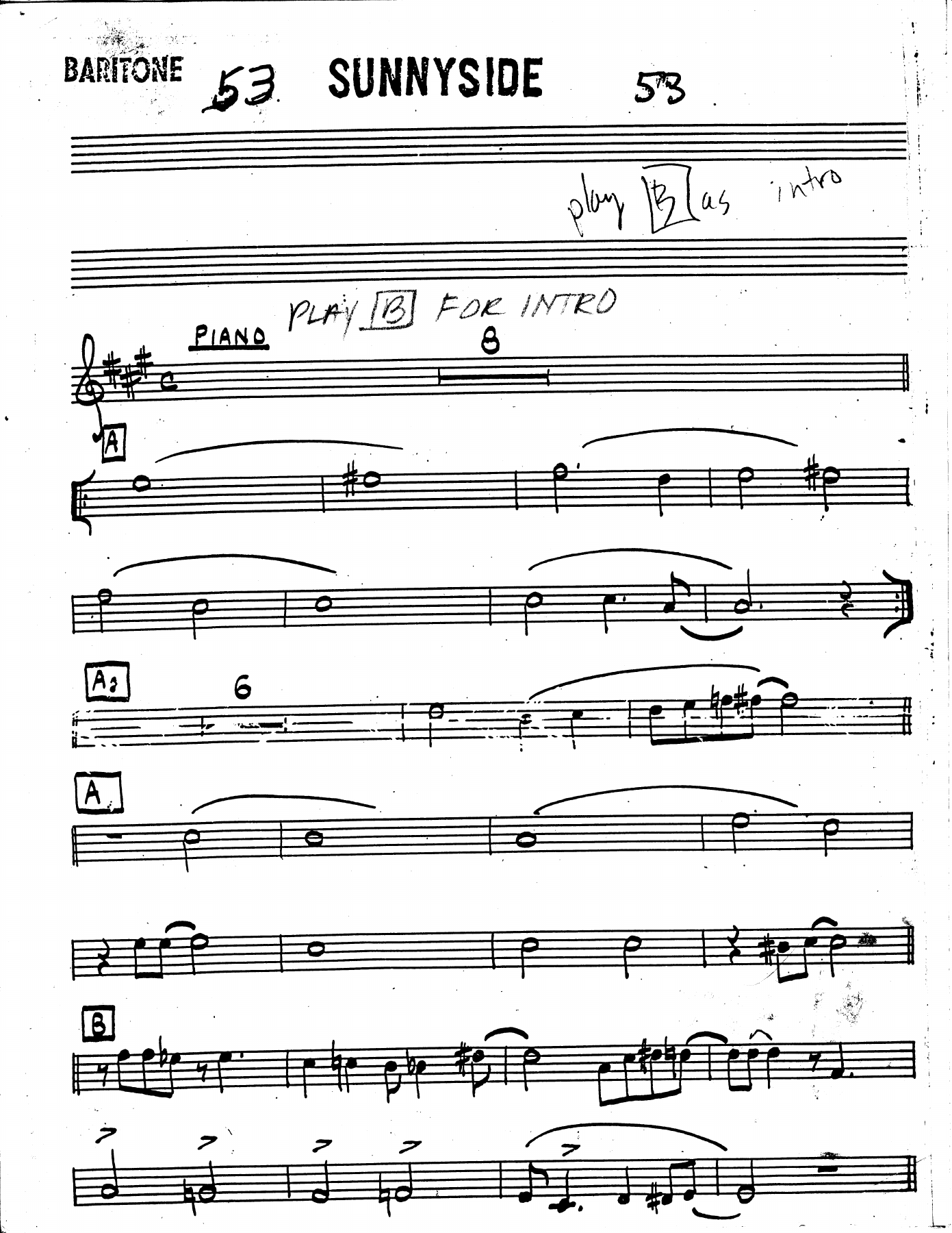 Sax 5 bary sunny side — big_band_vocal sheet music arranged by Mr. X | Swing