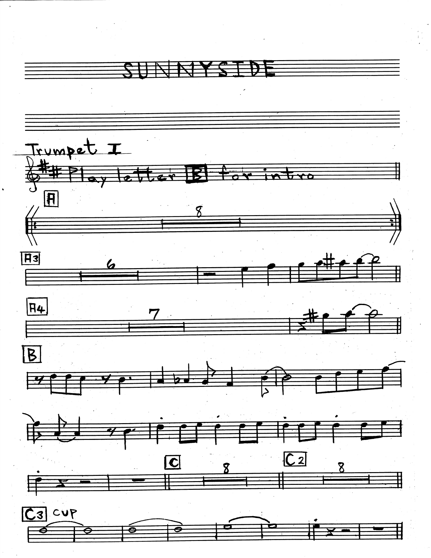 Tpt 1 sunny side — sheet music cover (first page)
