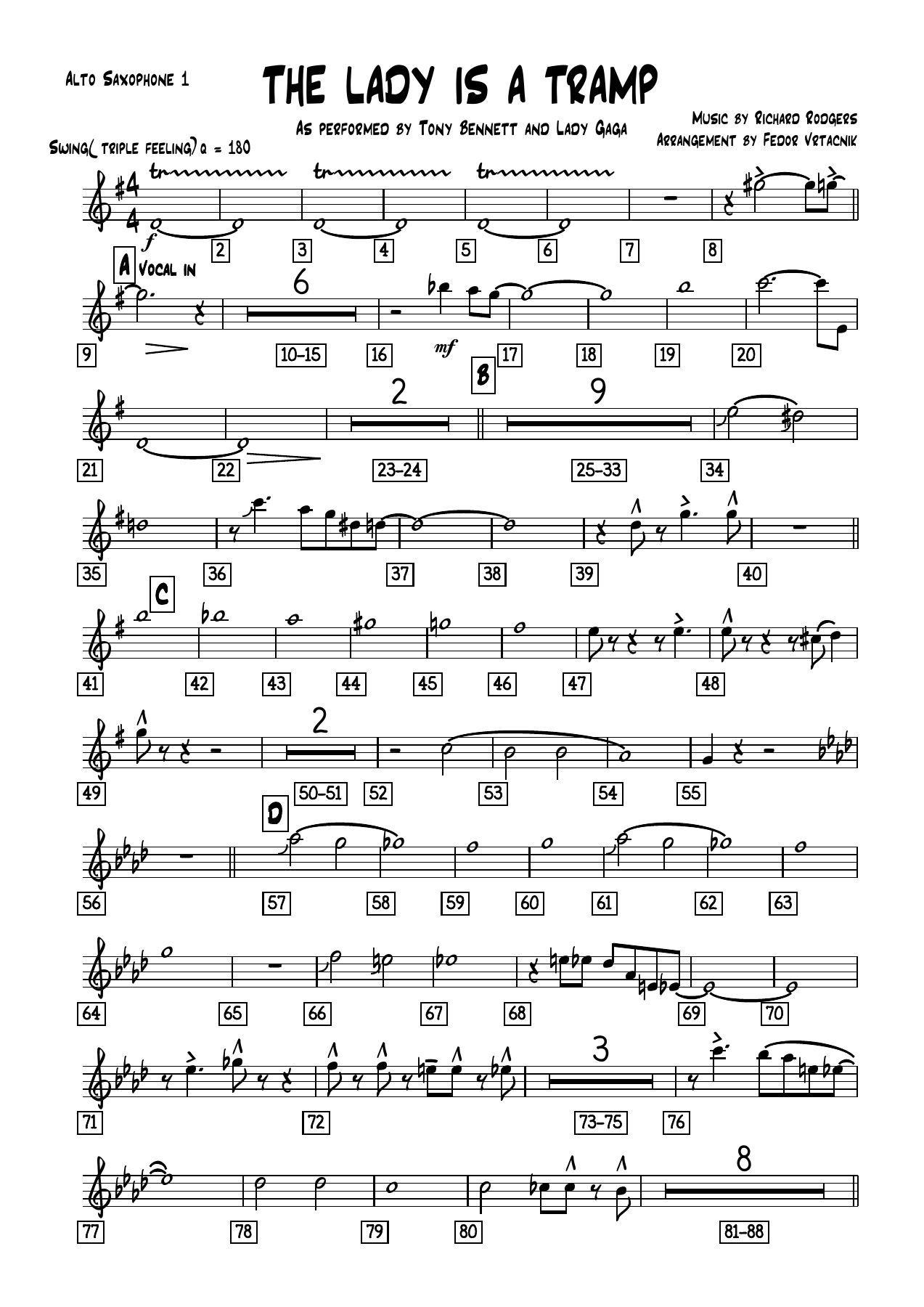1 ALTO — sheet music cover (first page)