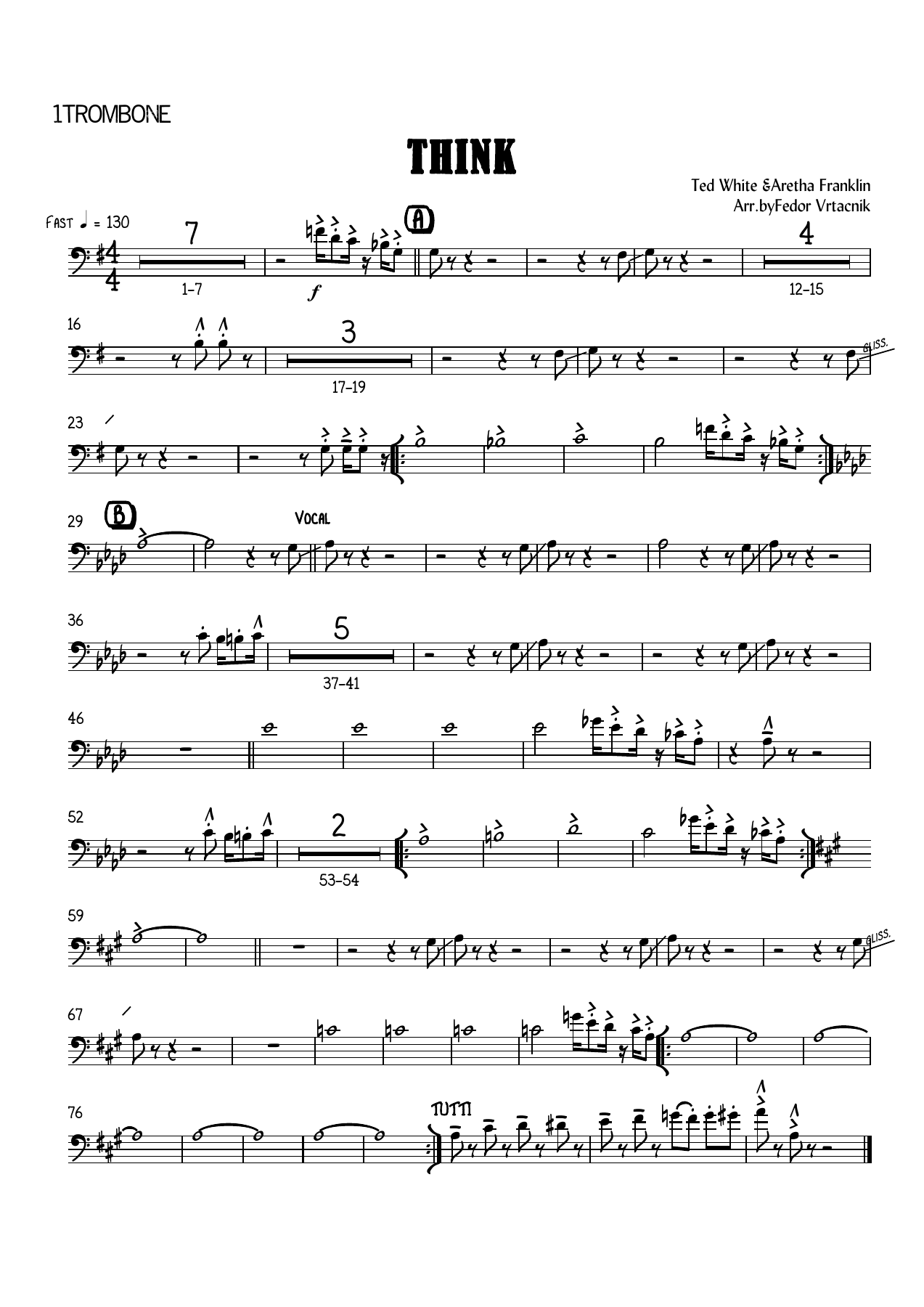 THINK 1Trombone — sheet music cover (first page)