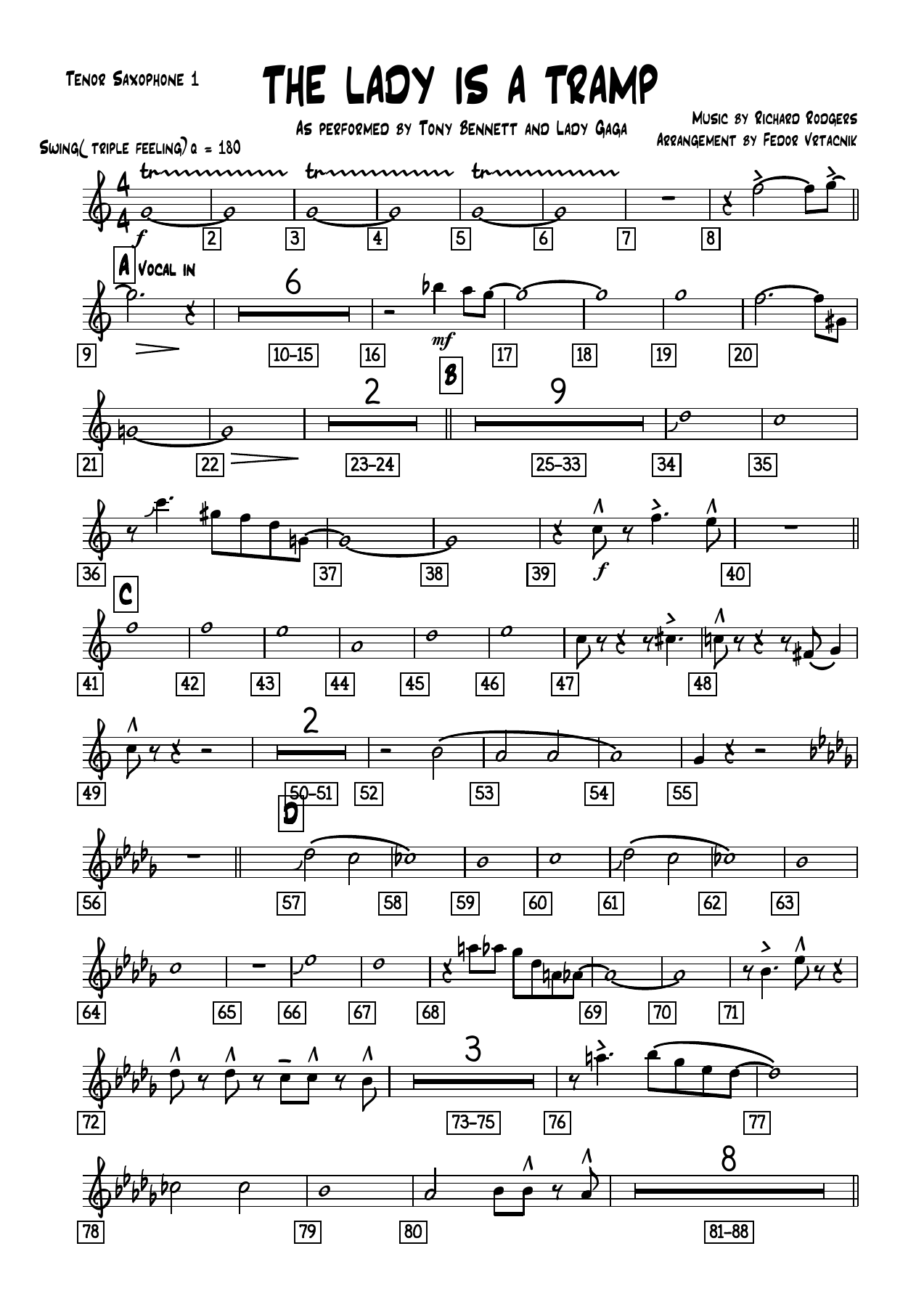 1 Tenor — sheet music cover (first page)