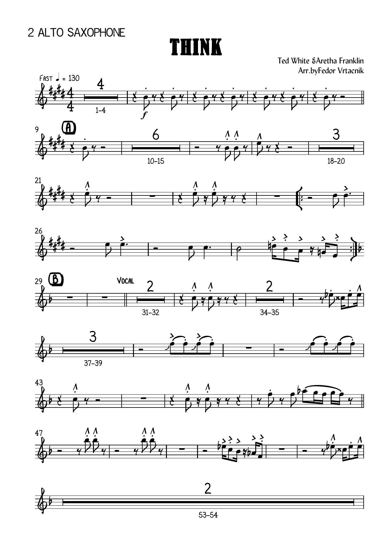 THINK 2 Alto Saxophone — sheet music cover (first page)