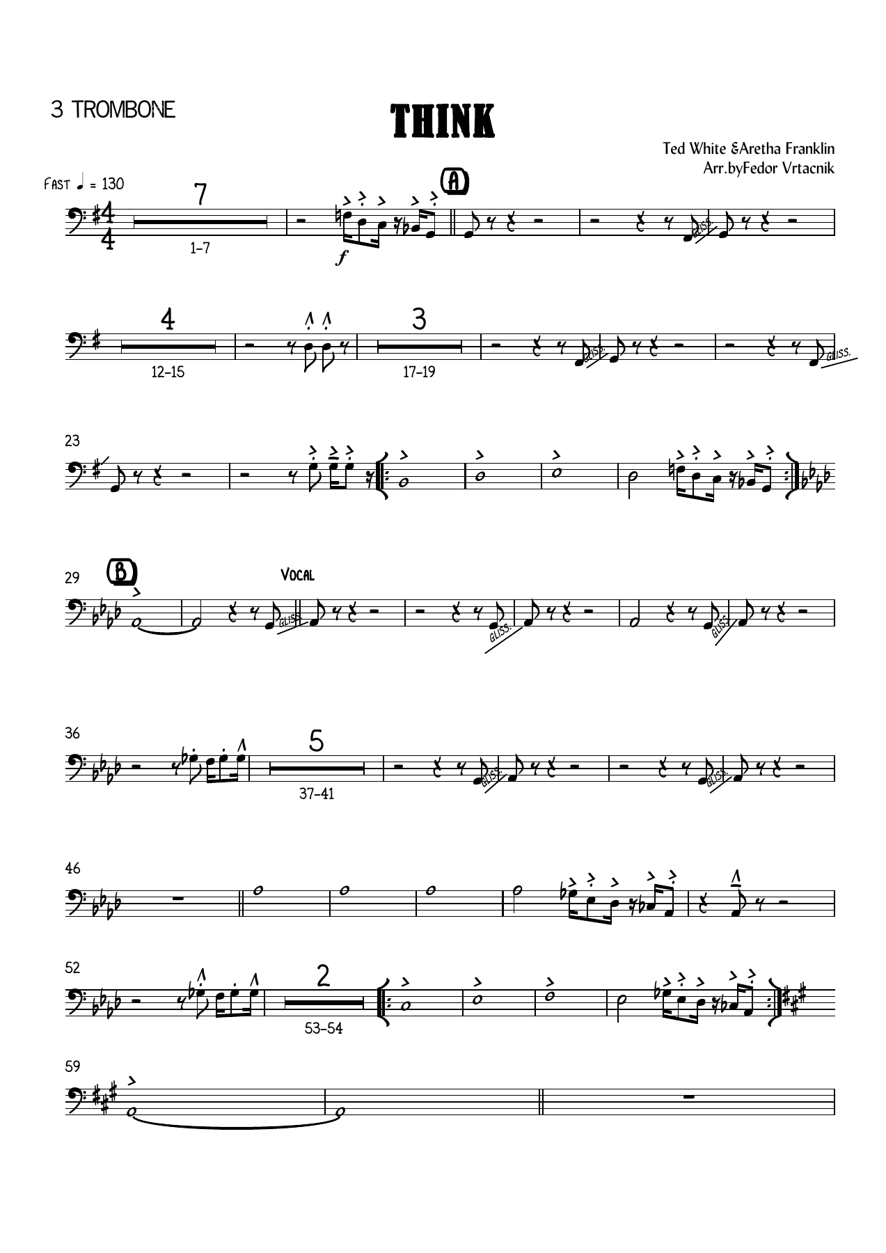 THINK 3 Trombone — sheet music cover (first page)