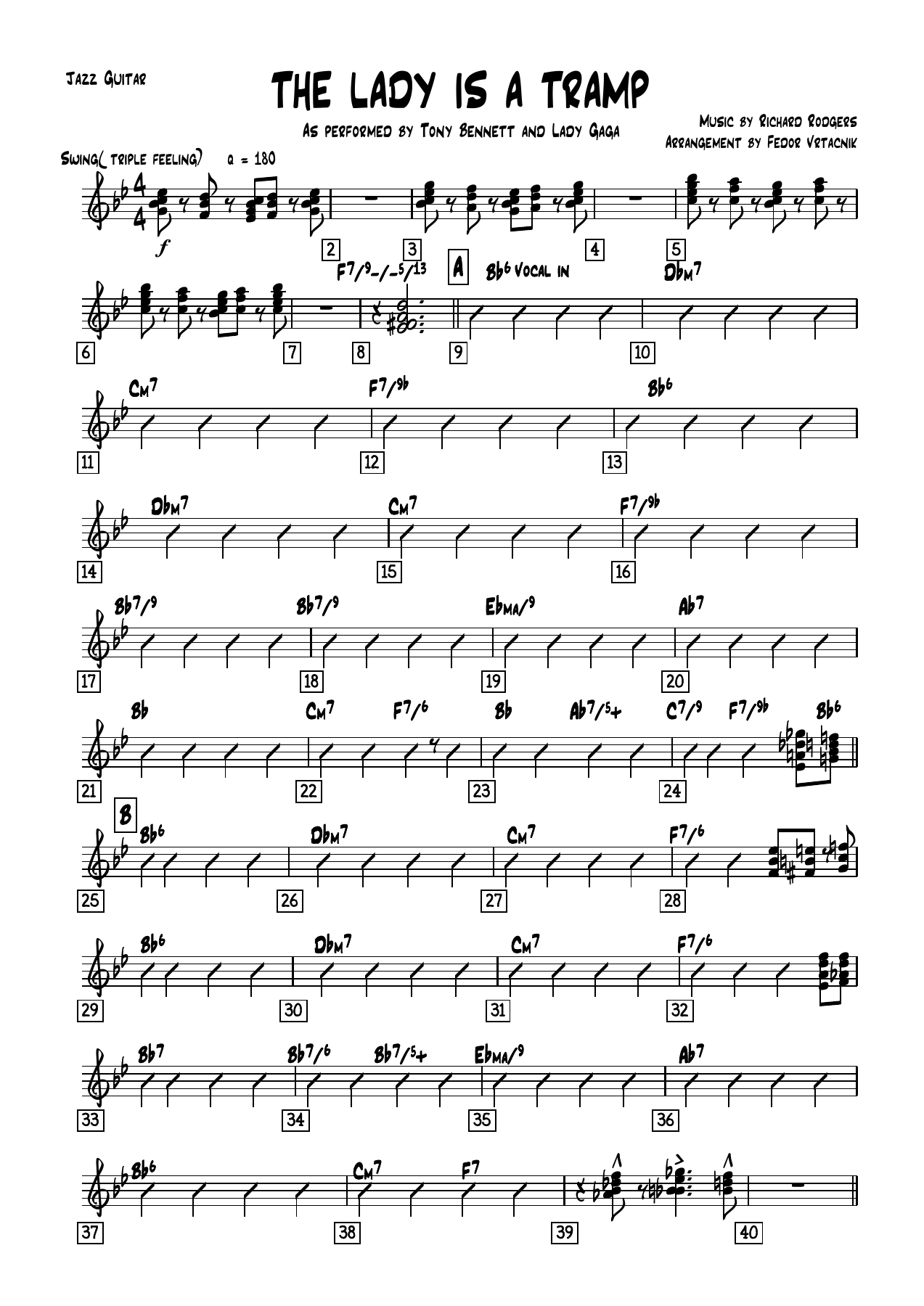 Jazz Guitar — big_band_vocal sheet music arranged by Mr. X | Swing