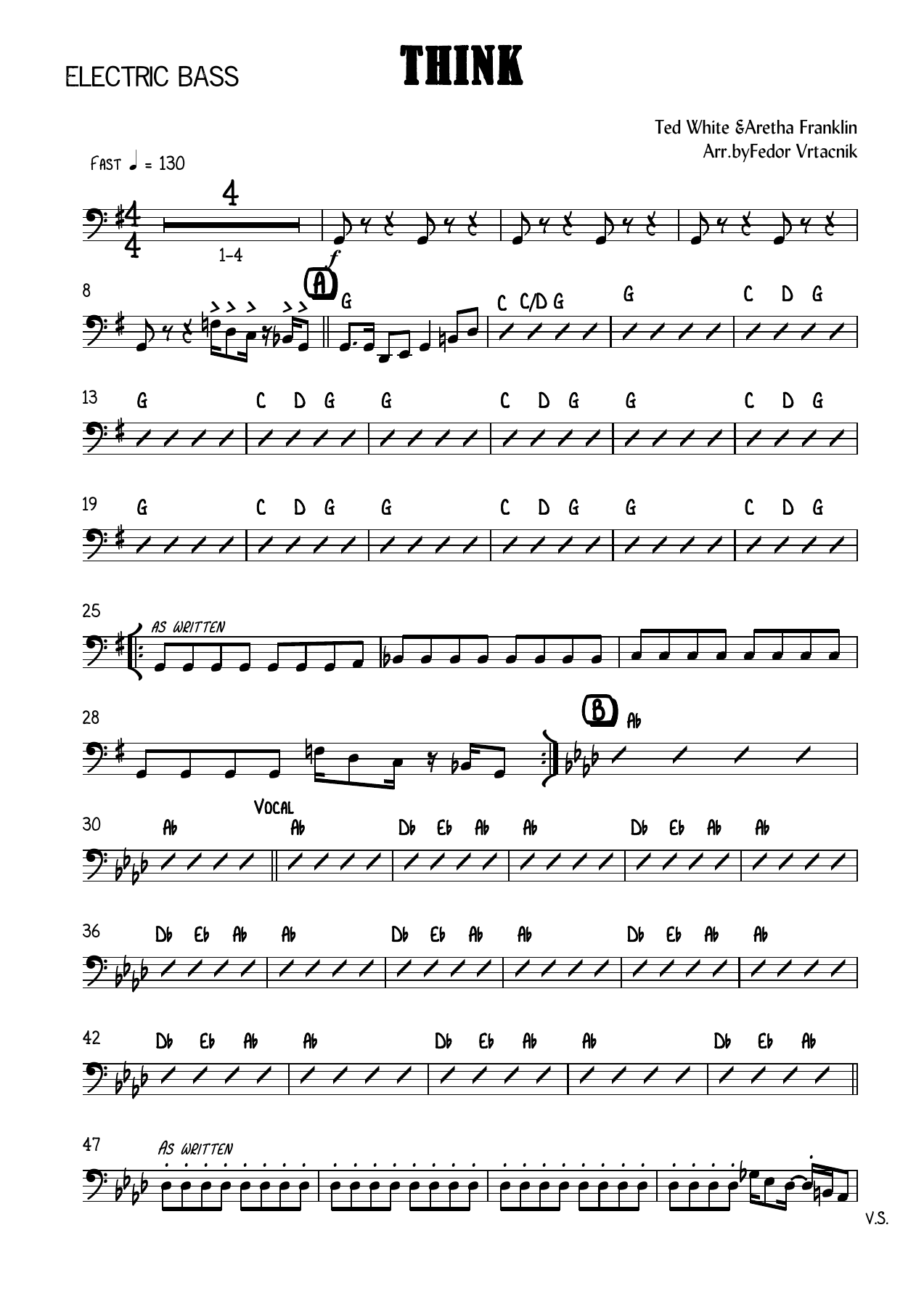 THINK Electric Bass — sheet music cover (first page)